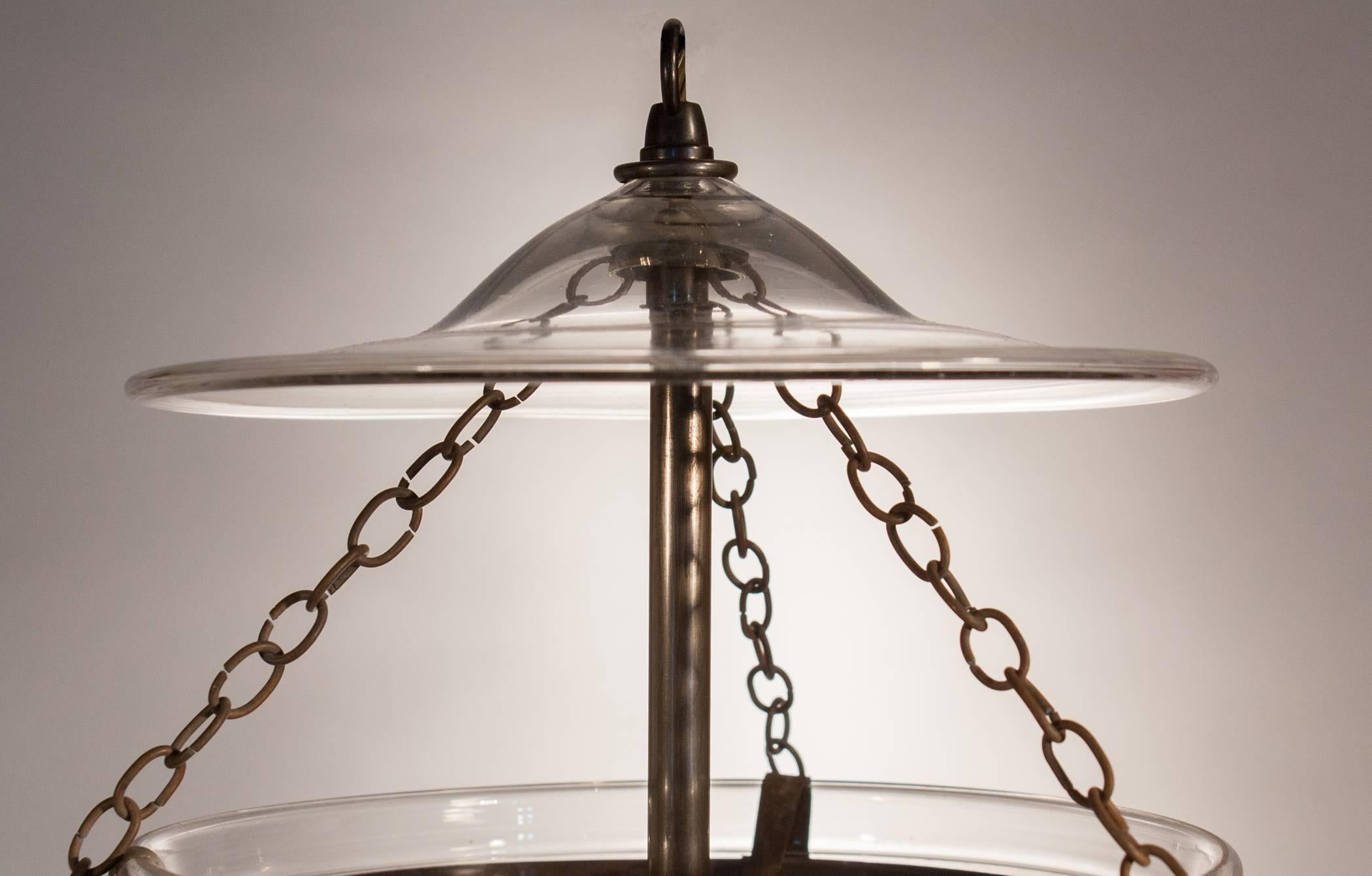19th Century English Bell Jar Lantern with Star Etching