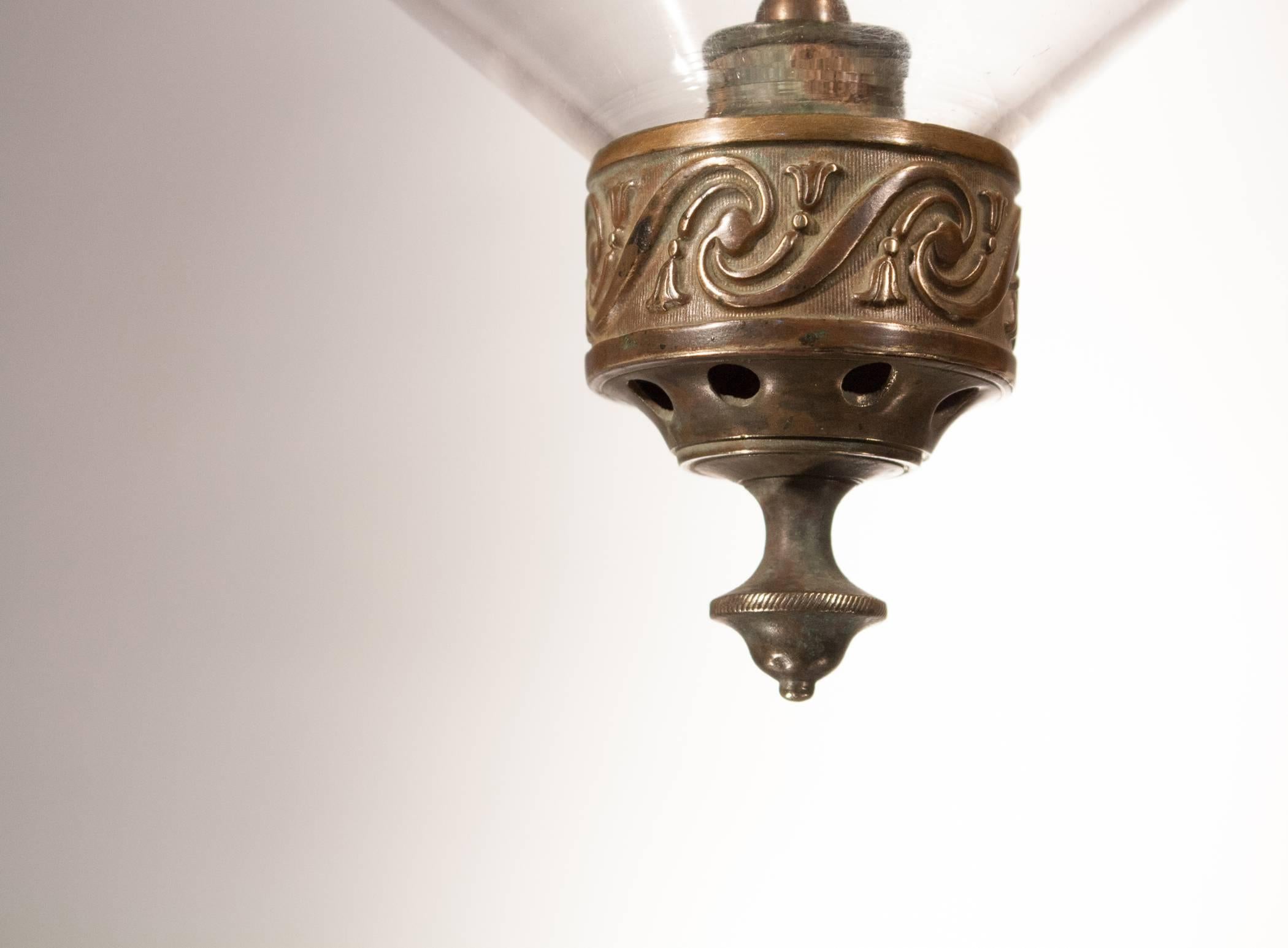 Glass English Bell Jar Lantern with Star Etching