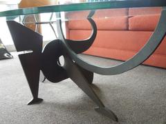 Spectacular Pucci De Rossi Sculptural Brutalist Metal and Glass Coffee Table