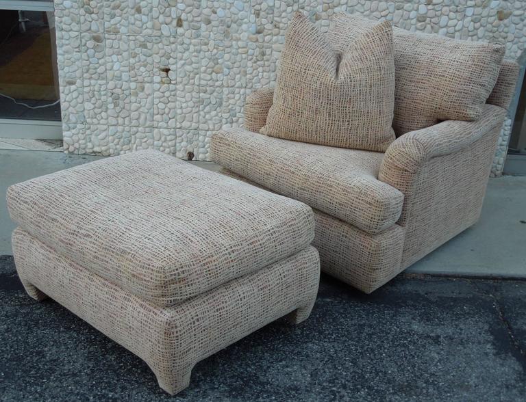 Swivel Club Chair and Matching Ottoman Designed by Gina B at 1stDibs