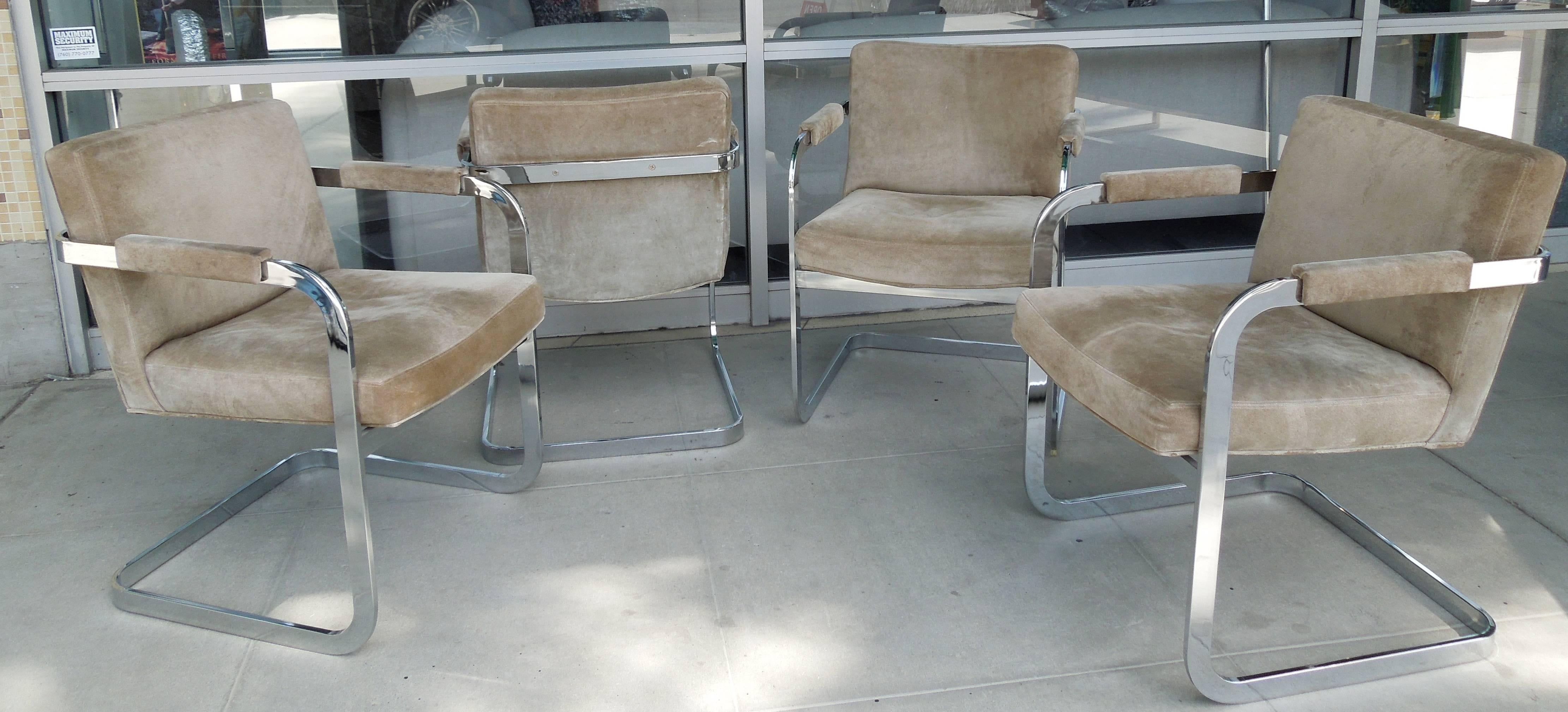 Rare 1970s Set of Four Milo Baughman for Thayer Coggin Suede Game Chairs In Excellent Condition In Palm Springs, CA