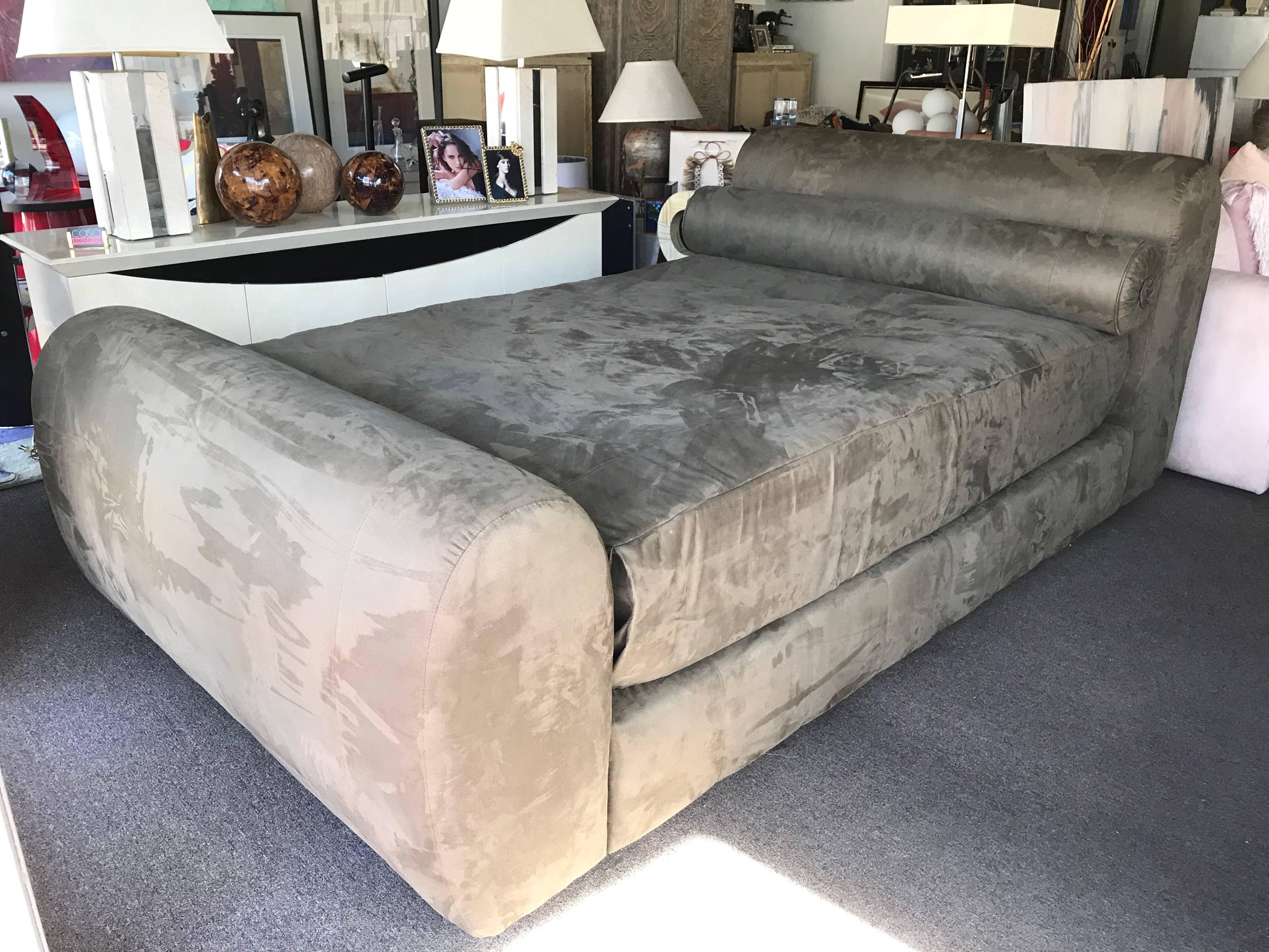 Modern Steve Chase Sexy Ultra Suede Queen Size Bed with Matching Cover and Bolster
