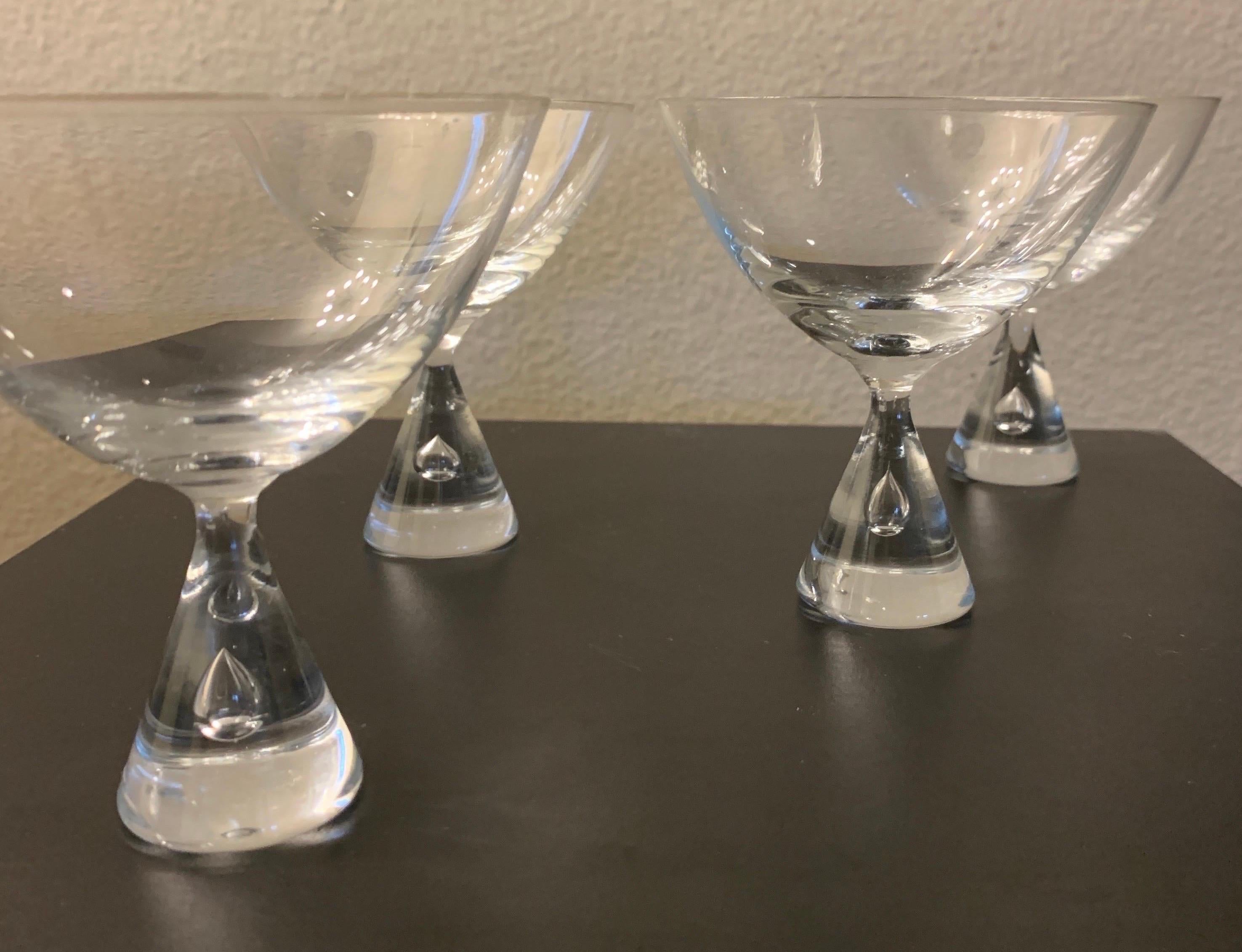 Hand-Crafted Italian Mid-Century Crystal Liquor / Desert Goblets Set of 8  For Sale