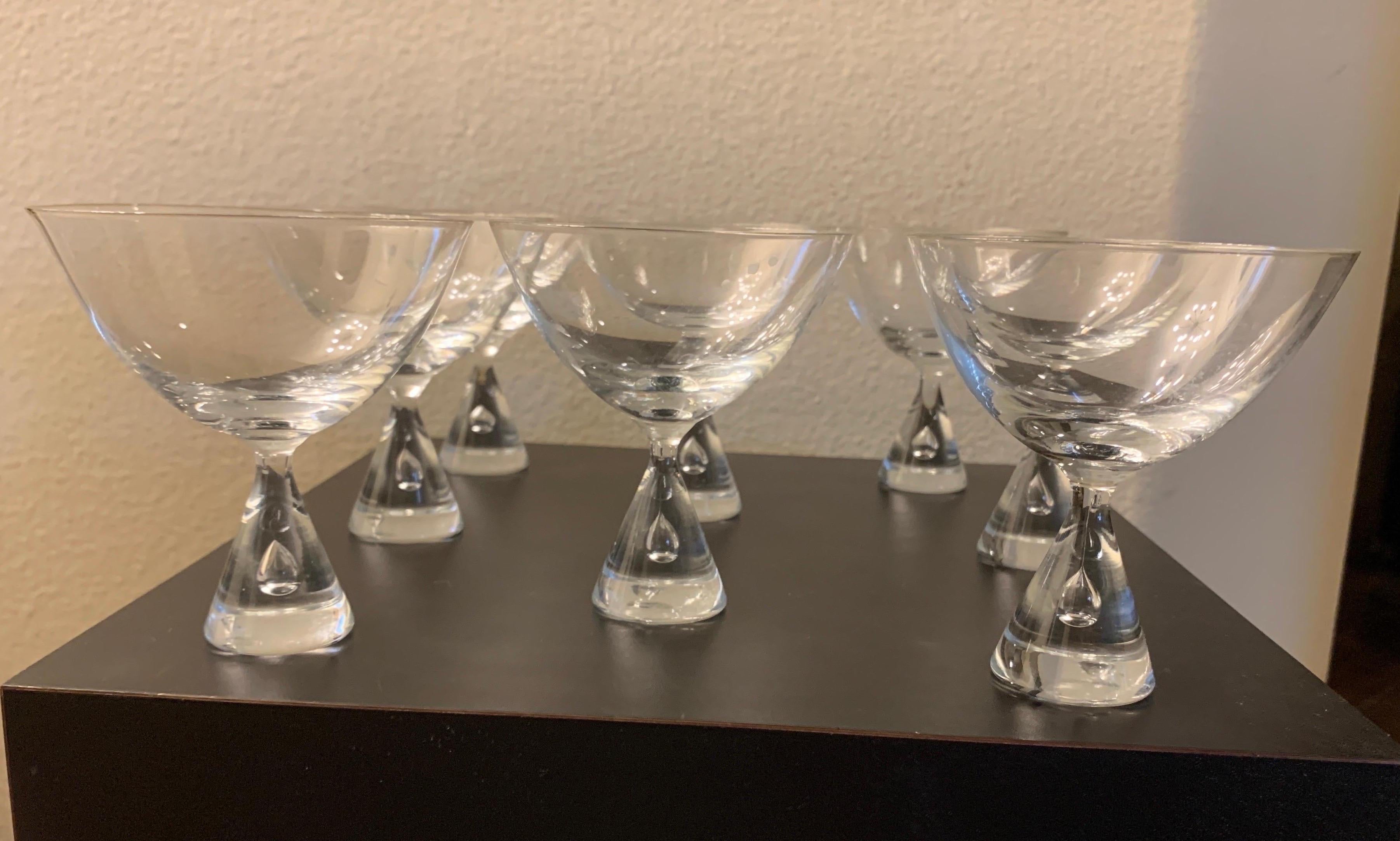 Italian Mid-Century Crystal Liquor / Desert Goblets Set of 8  In Good Condition For Sale In Palm Springs, CA