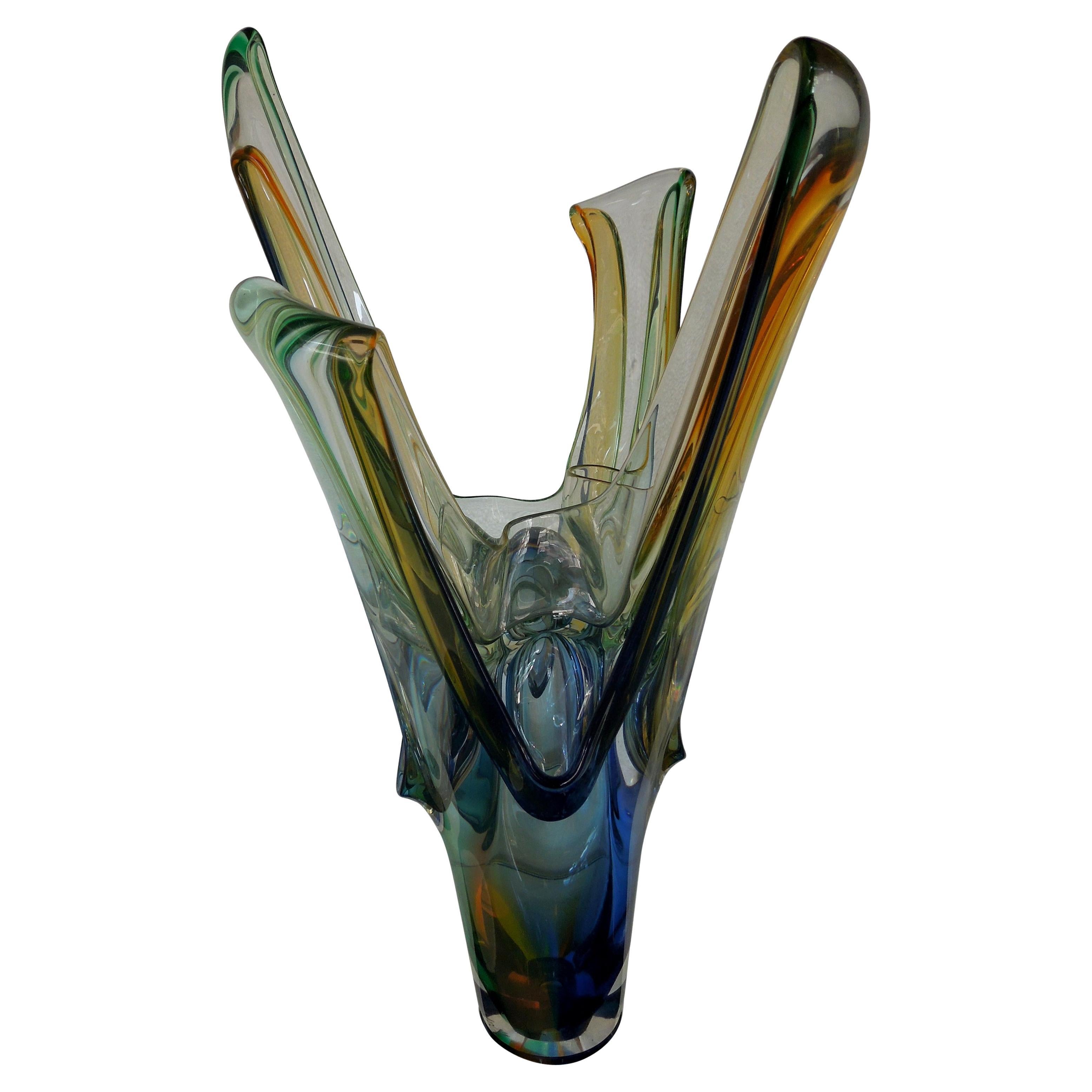 Scultura in vetro cristallo di arte moderna firmata Jablanski Polonia