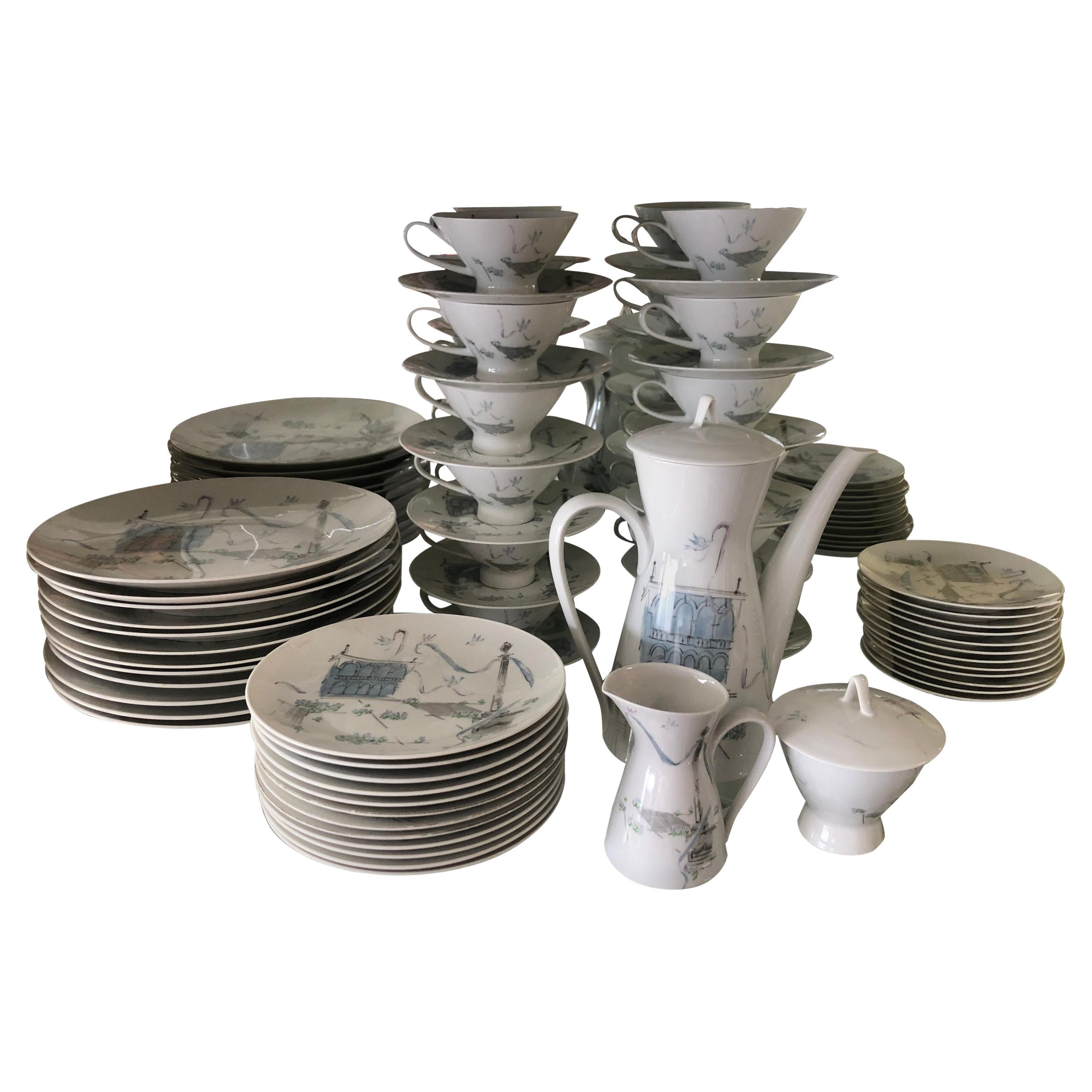 Raymond Loewy for Rosenthal “Plaza” Service for 12 Plus Porcelain Dinner Set