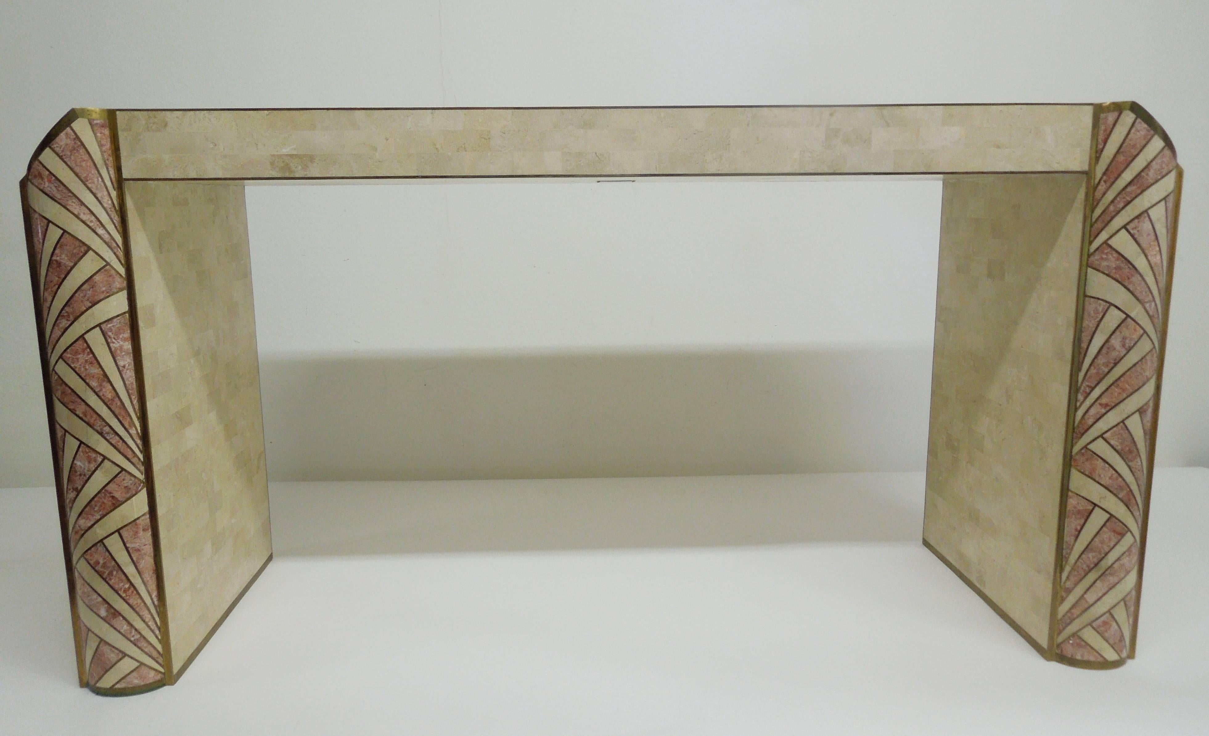 Inlay Art Deco Console Table Inlaid Stone by Maitland-Smith