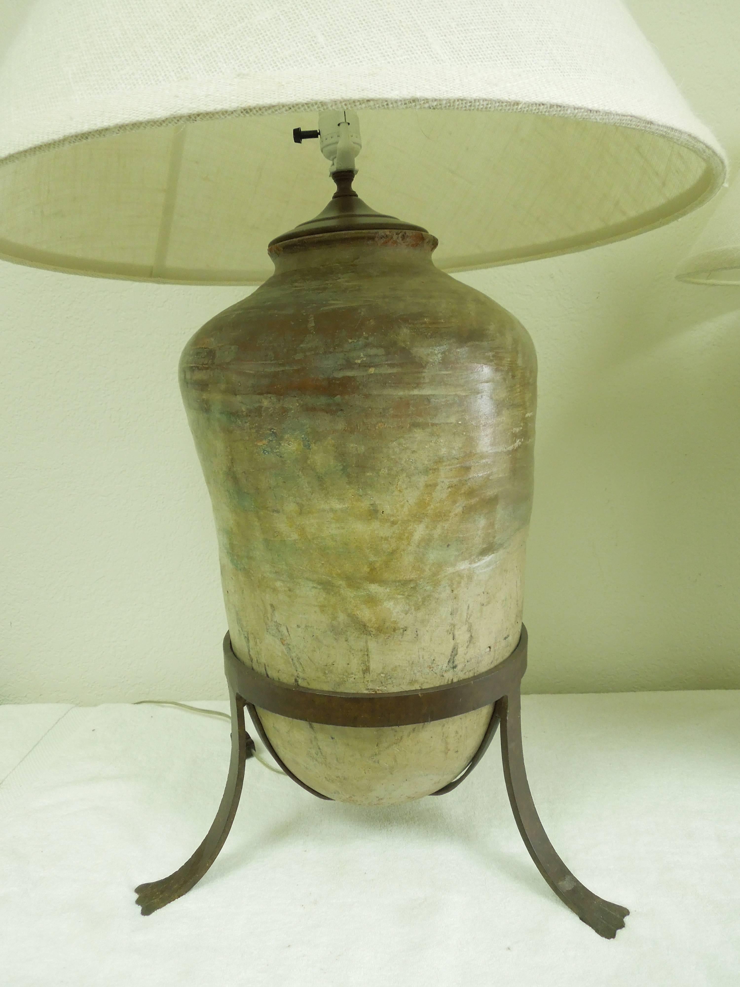 American Large Pair of Antique Vessel Lamps for Steve Chase