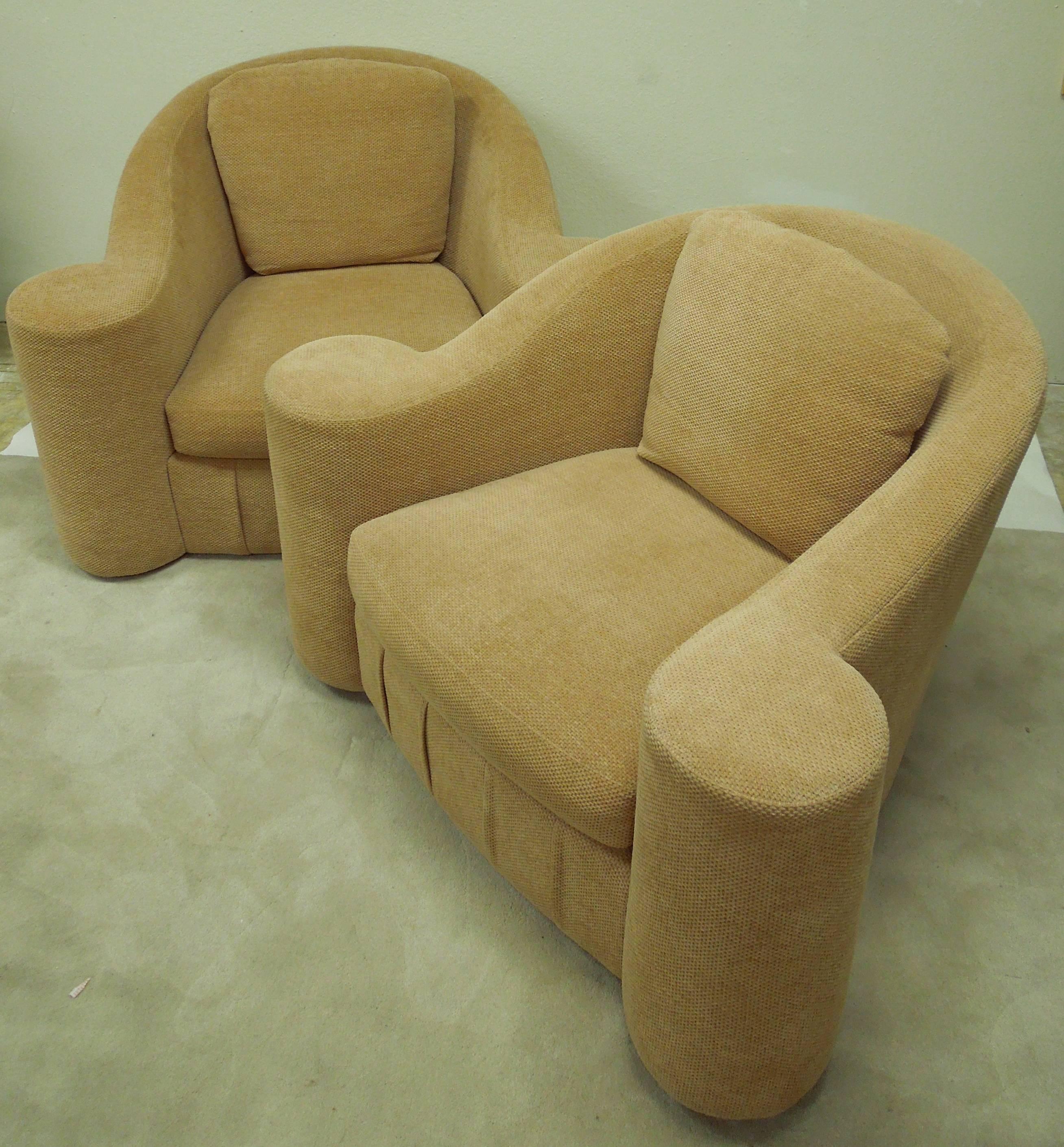 American Large Pair of 1990s Modern Swivel Chairs from a Steve Chase Estate