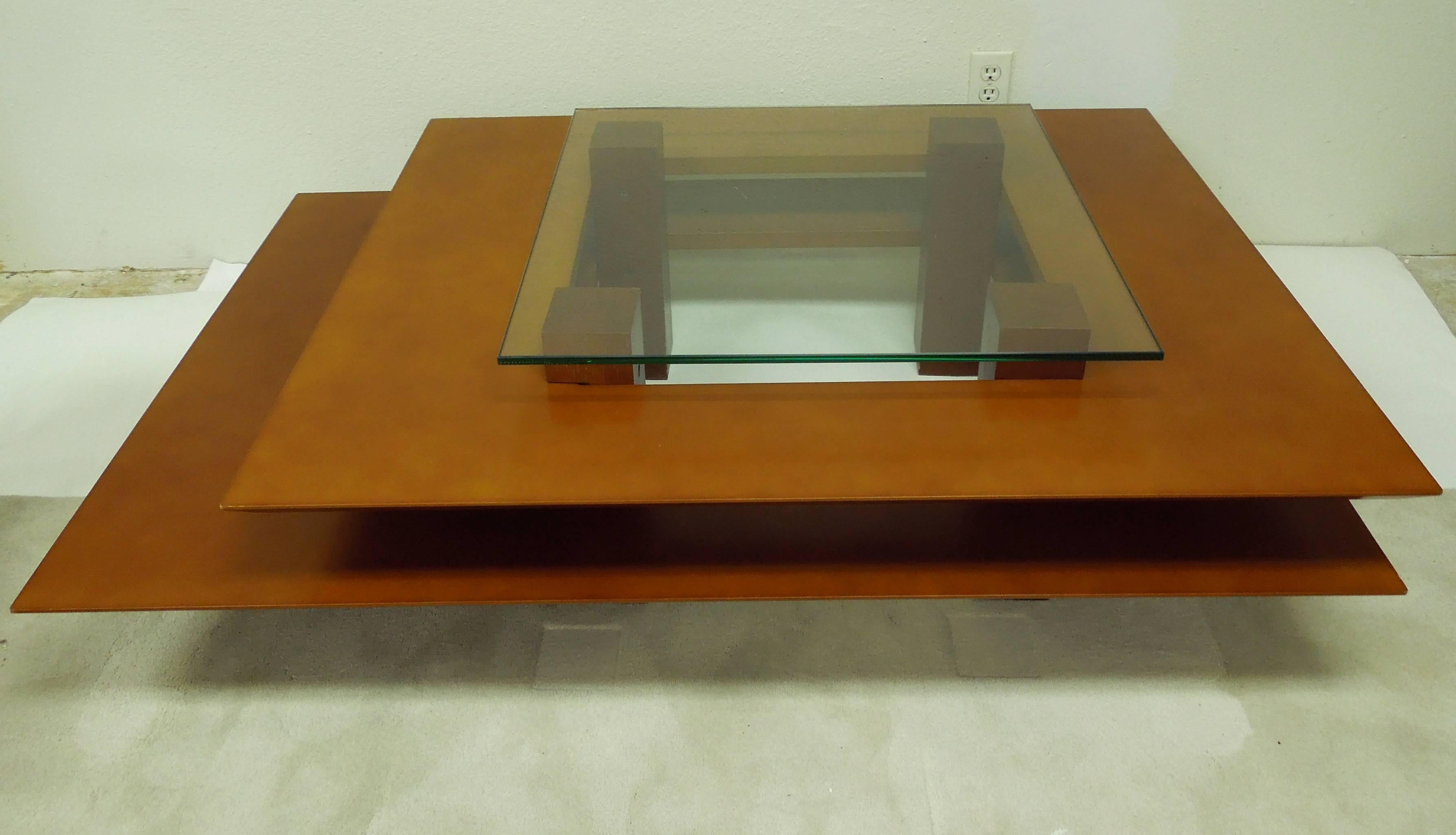 Hand-Crafted Three-Tier 1990s Vintage French Modern Coffee Table by Clemmer Heidsieck