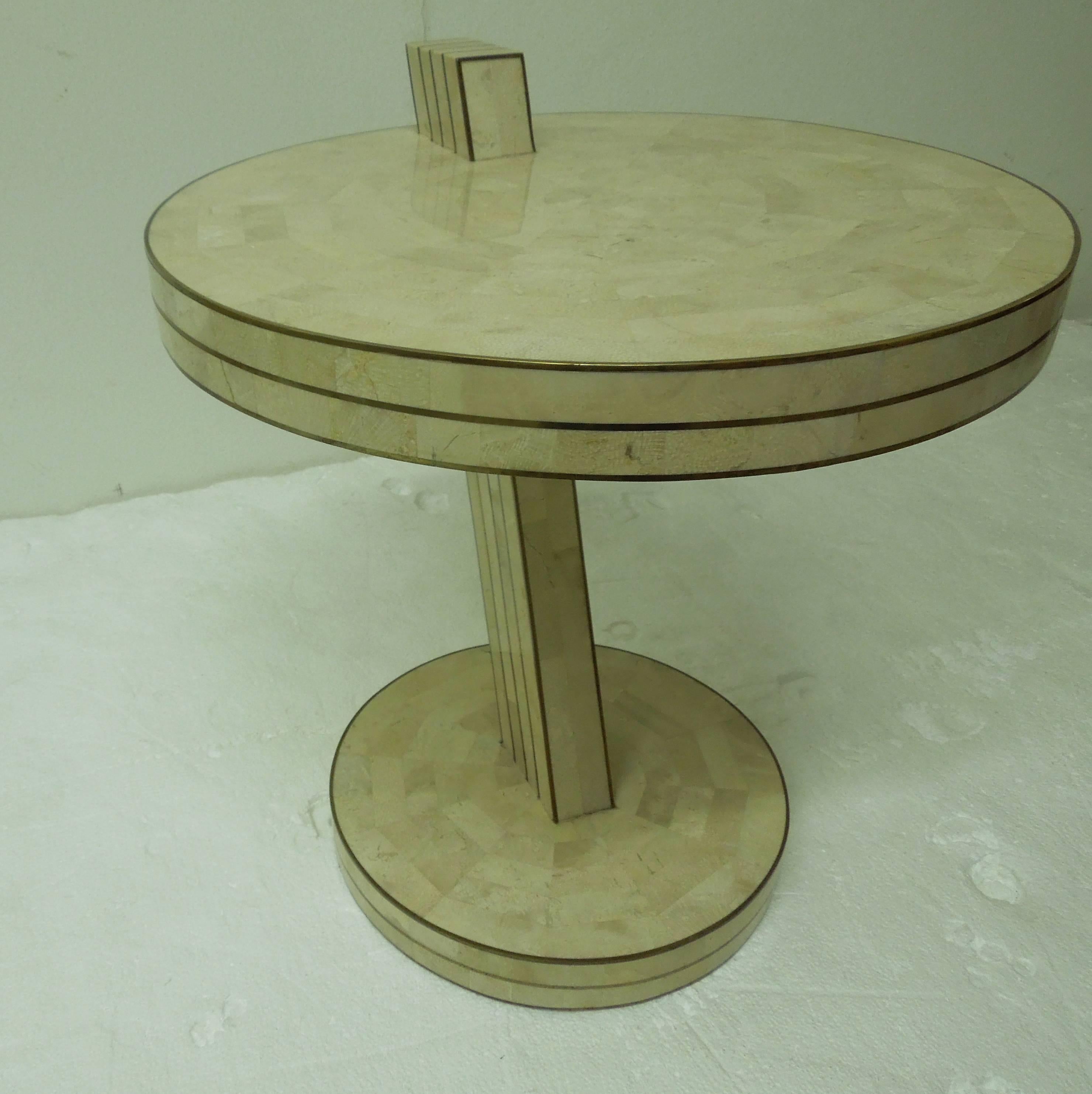 Inlay Stone and Brass Eclipse Side Table by Casa Bique