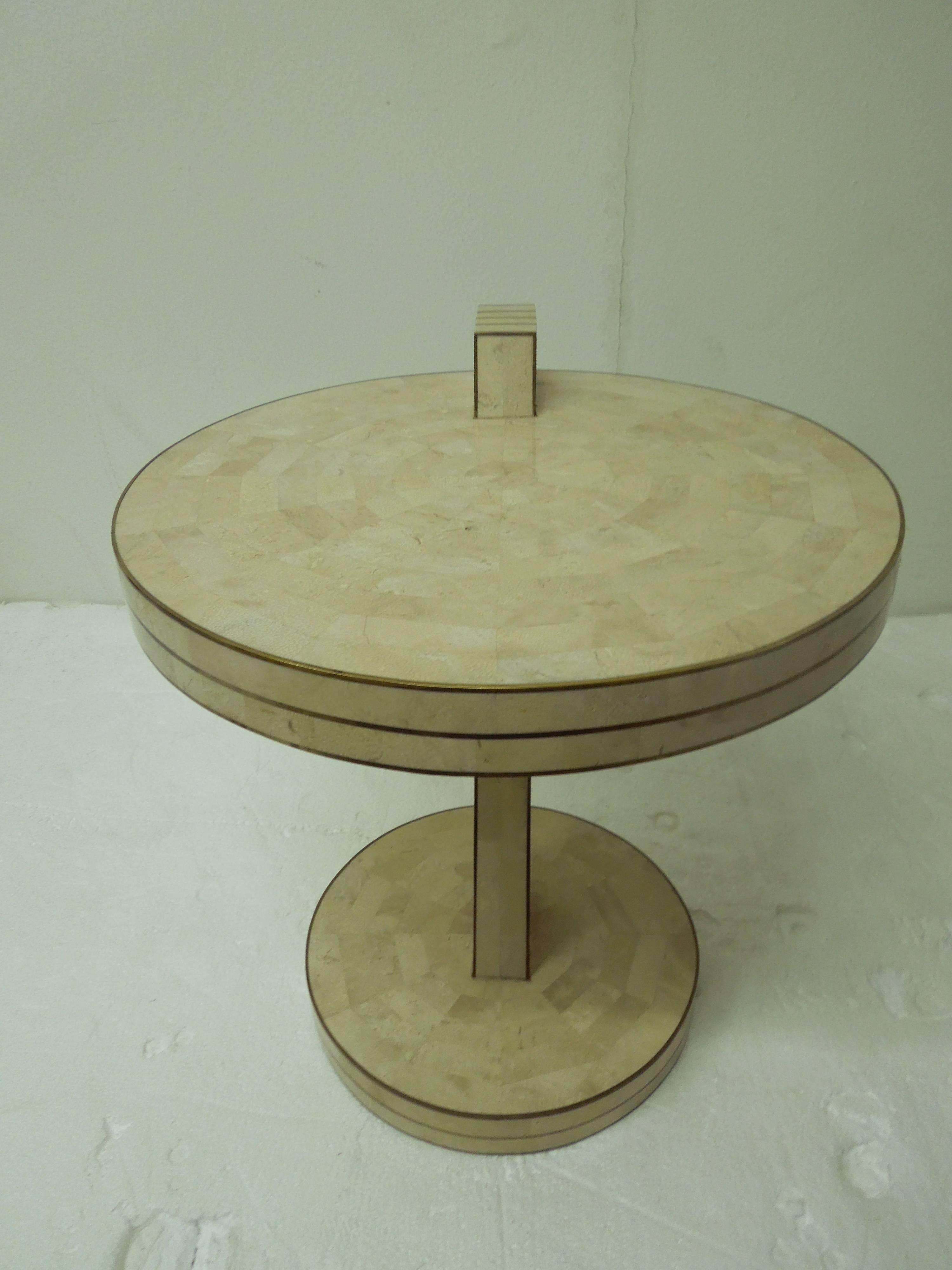 Stone and Brass Eclipse Side Table by Casa Bique In Excellent Condition In Palm Springs, CA