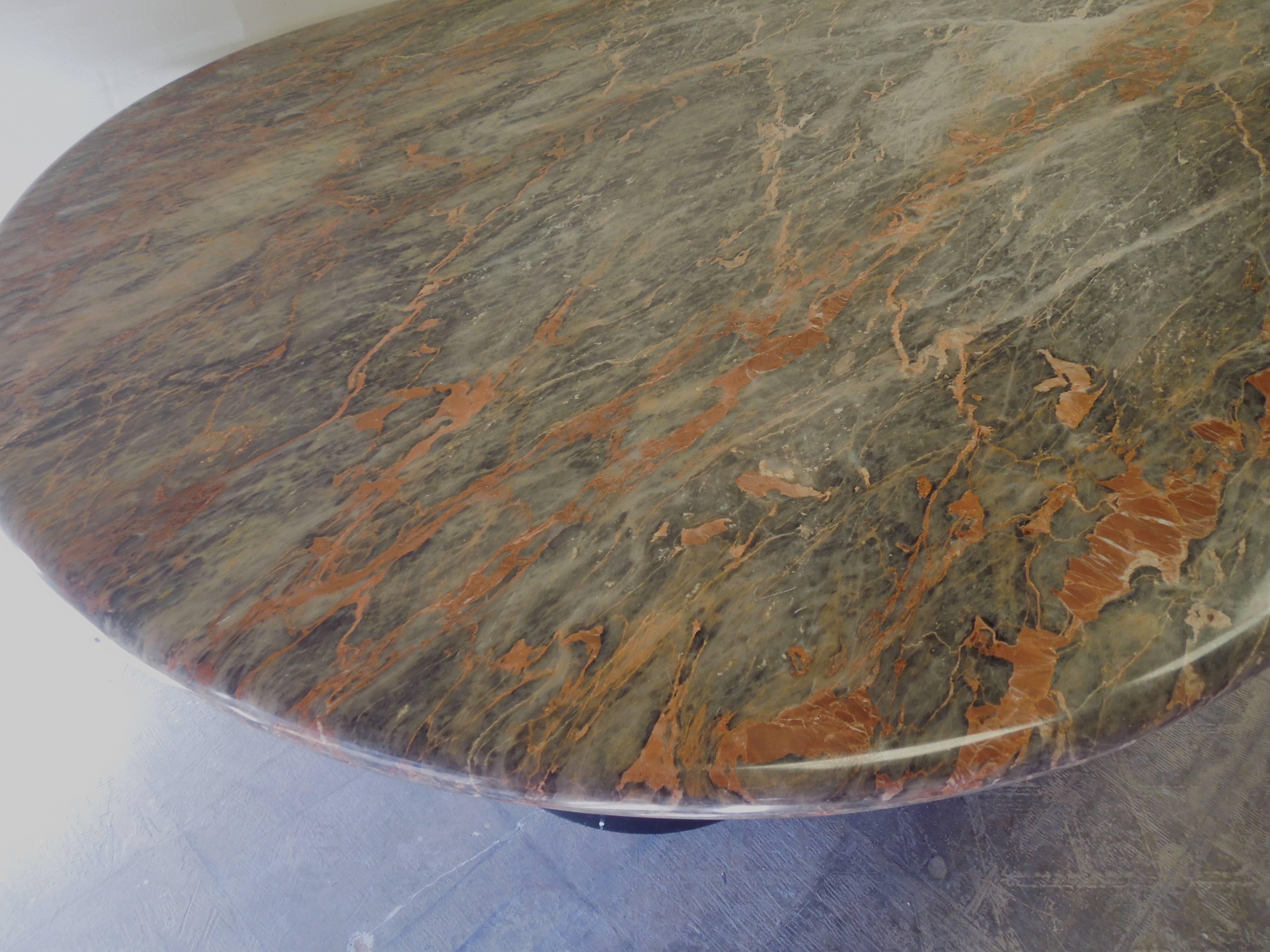 1970s Italian Modern Racetrack Dining or Conference Table in Rare Marble In Good Condition In Palm Springs, CA