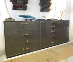 Pair of 1960s Gentleman's Dressers with Built in Desk