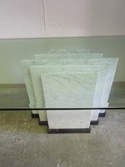 80s Custom-Made Italian Marble and Glass Modern "Architect" Dining Table