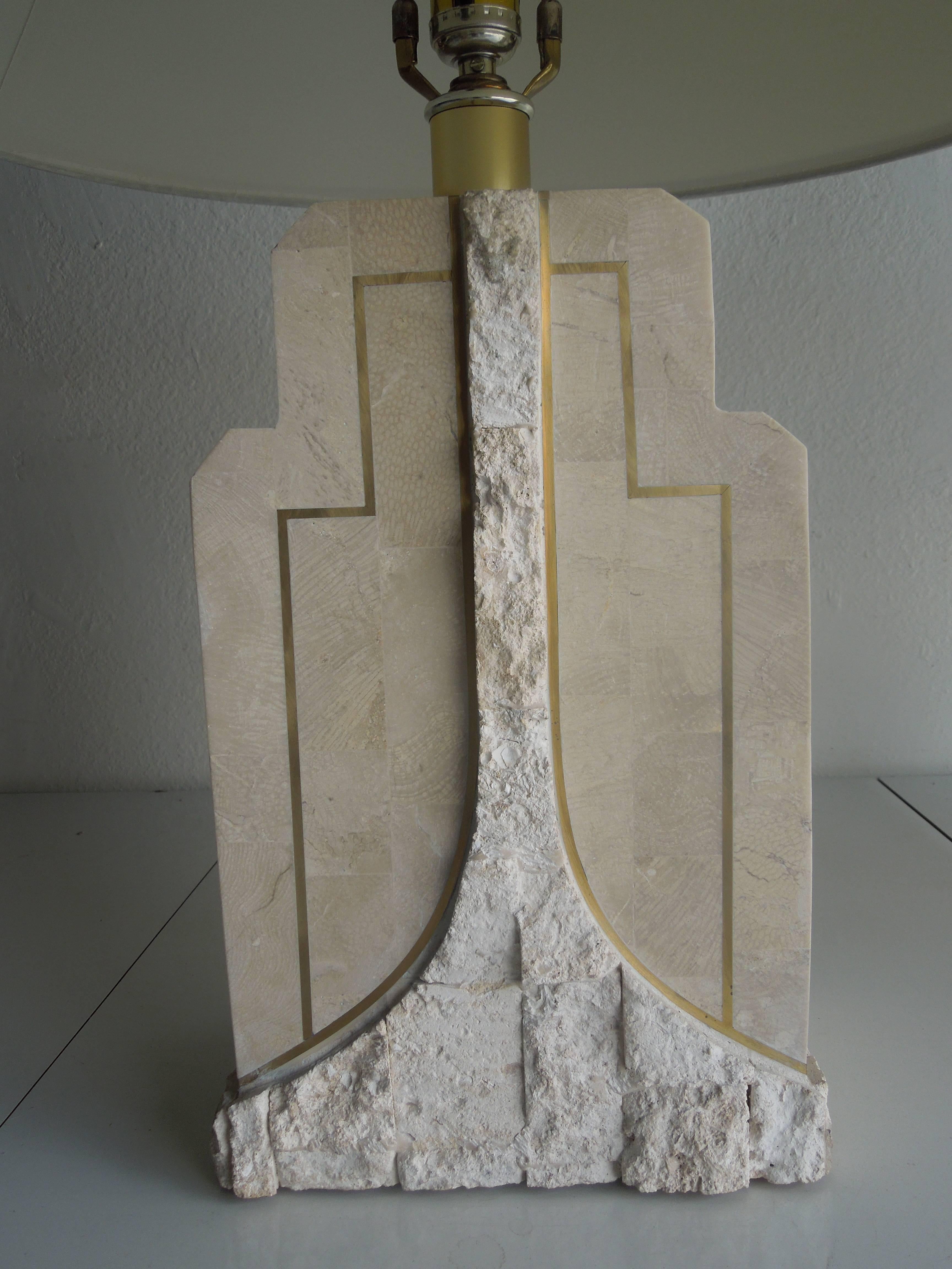 Modern Pair of Vintage Maitland-Smith Tessellated Stone Lamps