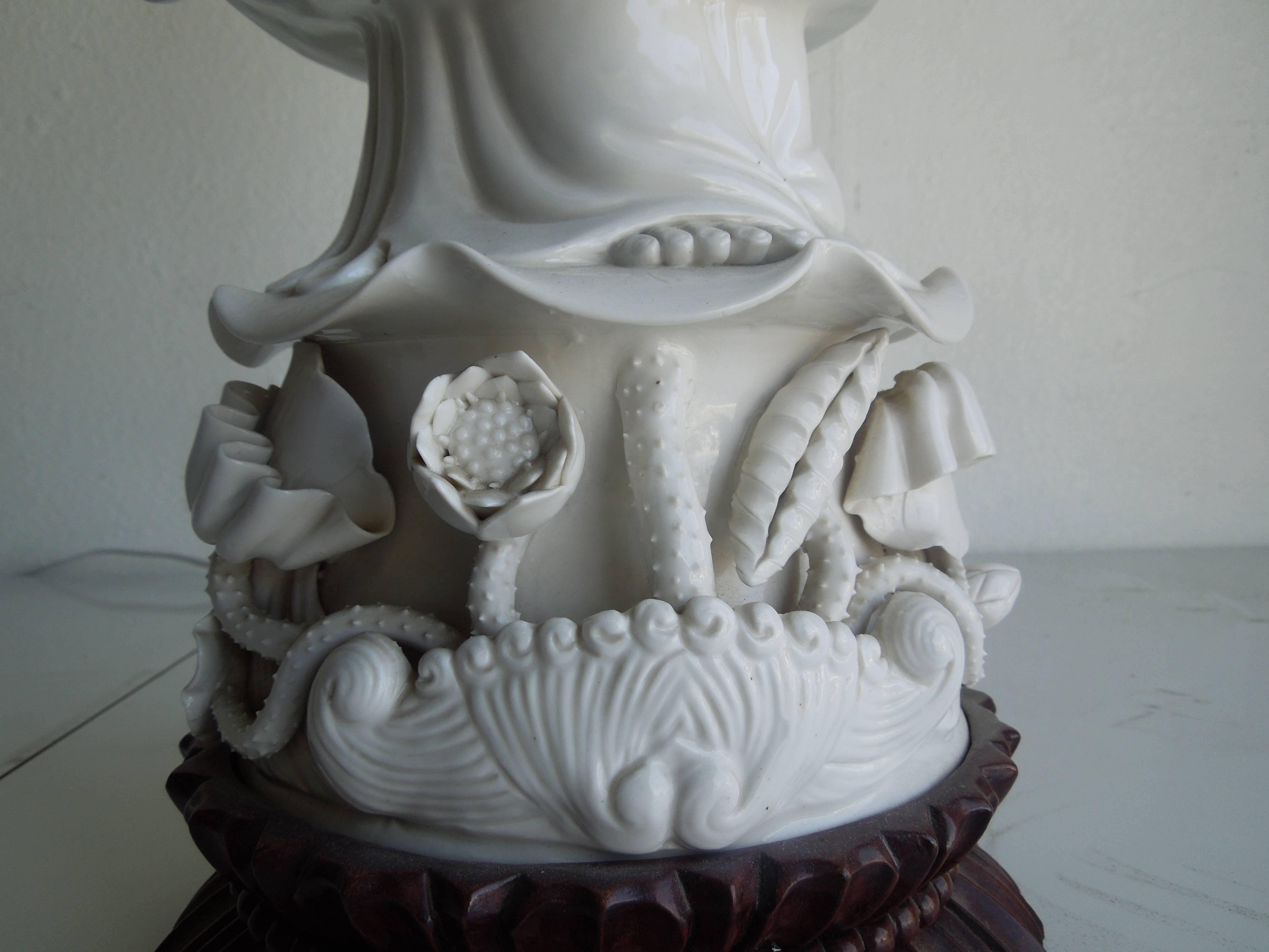 Chinese Stunning Vintage 50s Large Quan Yin Blanc de Chine Lamp