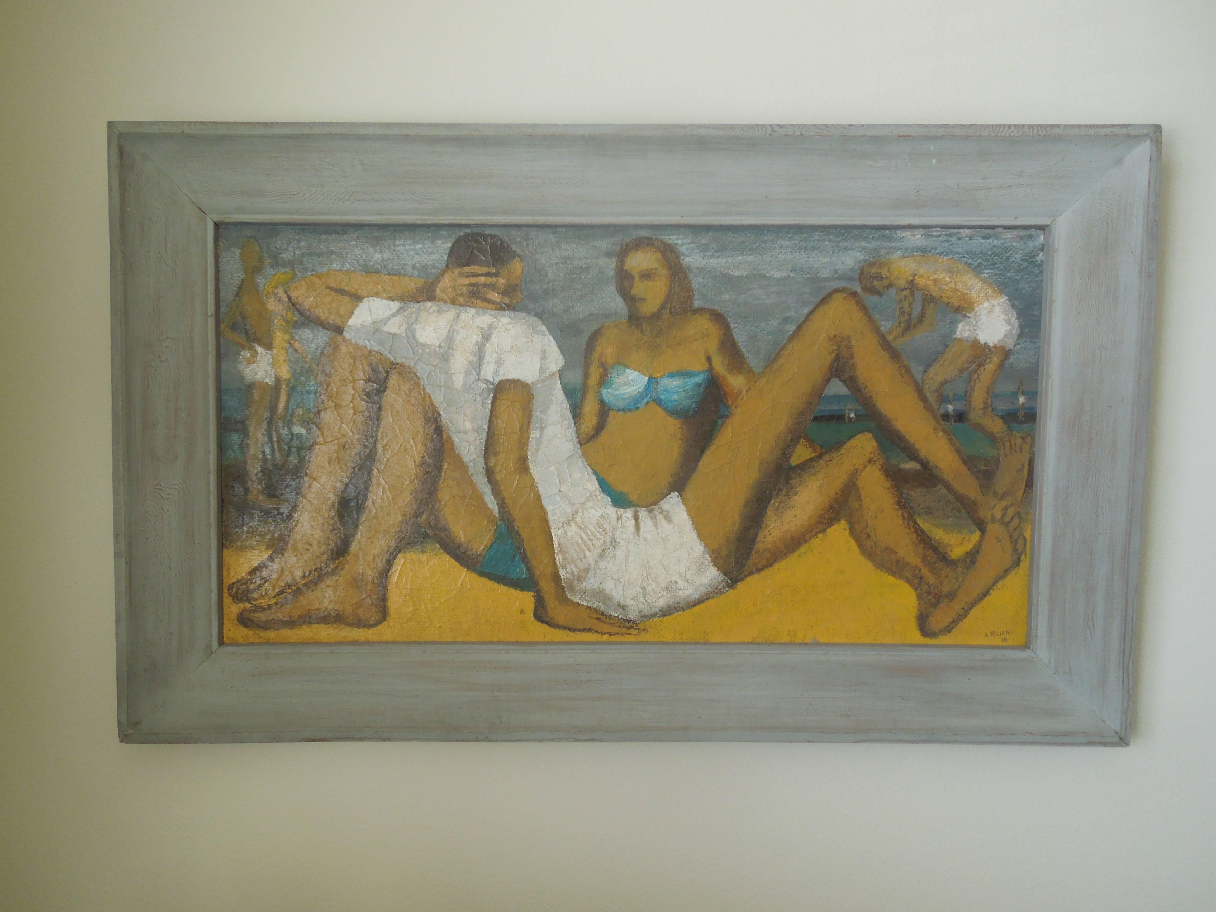 Painted Spectacular Large Mid-Century Modern Painting 
