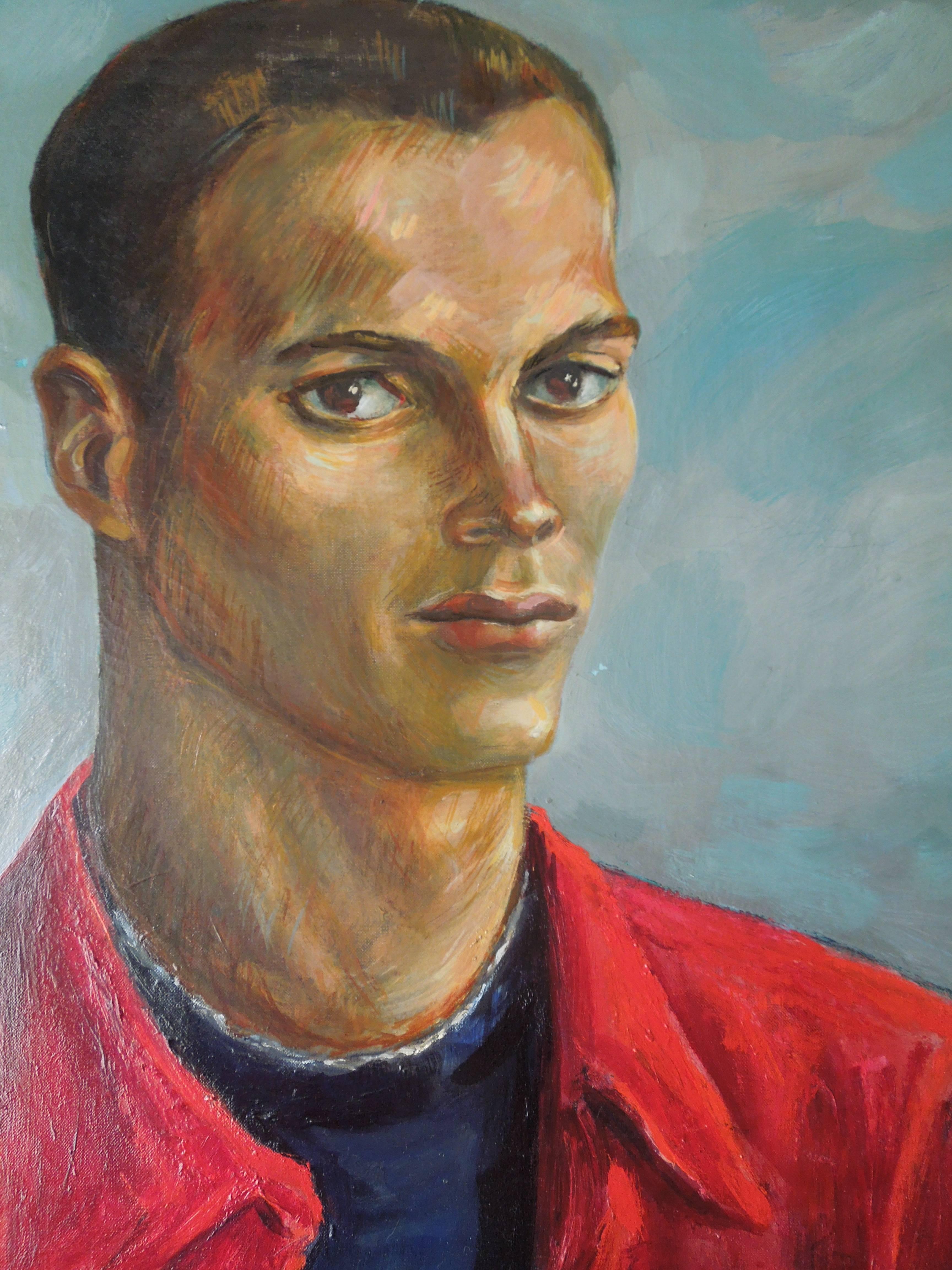 Modern 1952 Beautiful Male Portrait Original Paintaing by Robert Kennicott