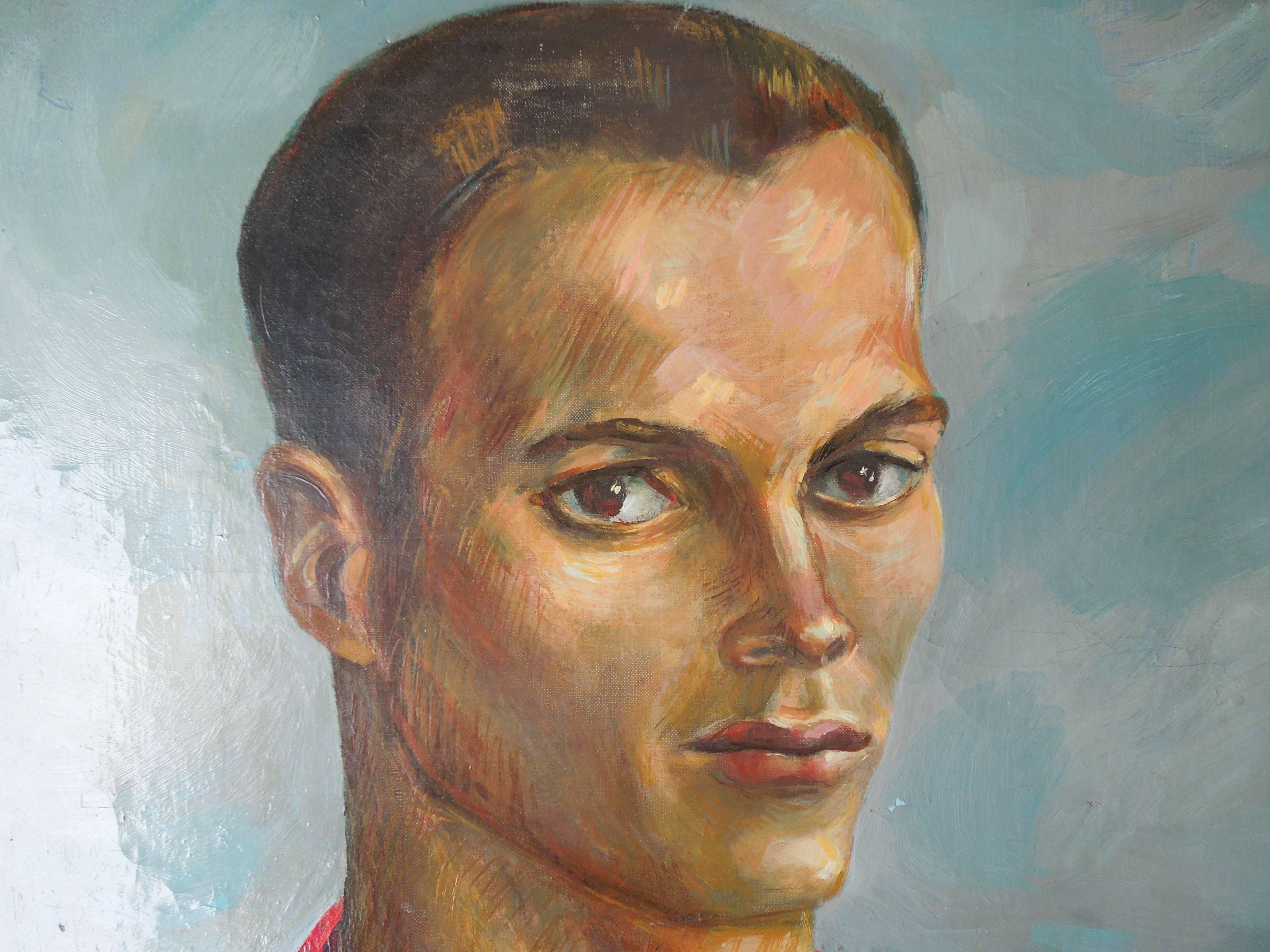 1952 Beautiful Male Portrait Original Paintaing by Robert Kennicott In Excellent Condition In Palm Springs, CA