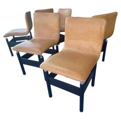 Vittorio Introini Piel italiana coñac Sillas "Chelsea" para Saporiti Juego de 6