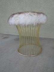 Vintage 70s Brass and Sheepskin Designer Stool