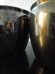 Pair of 1980s Metallic Bronze Glaze Planters from Steve Chase Residence