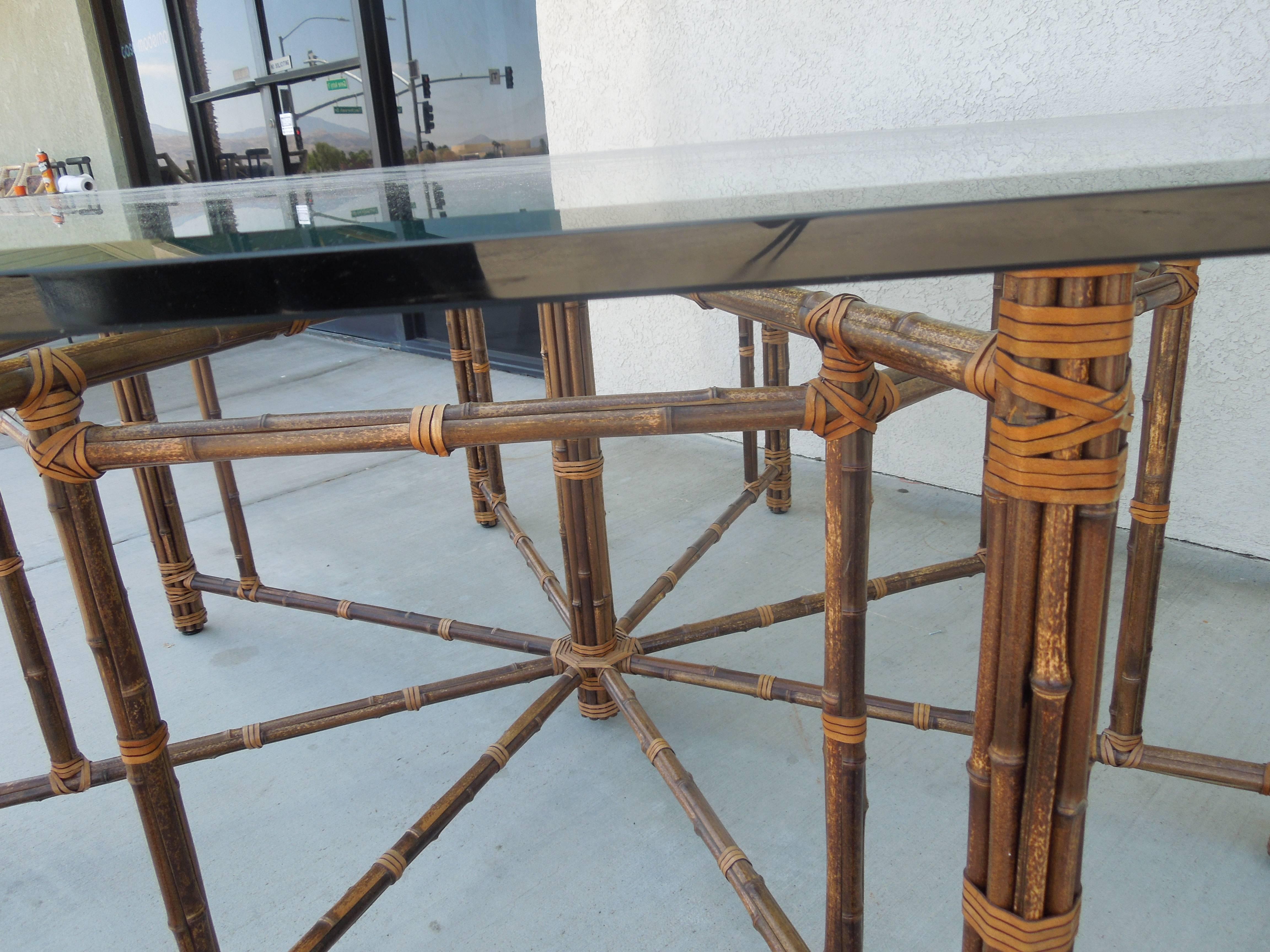 American Rare Large 8 Leg Vintage McGuire Hexagon Dining Table