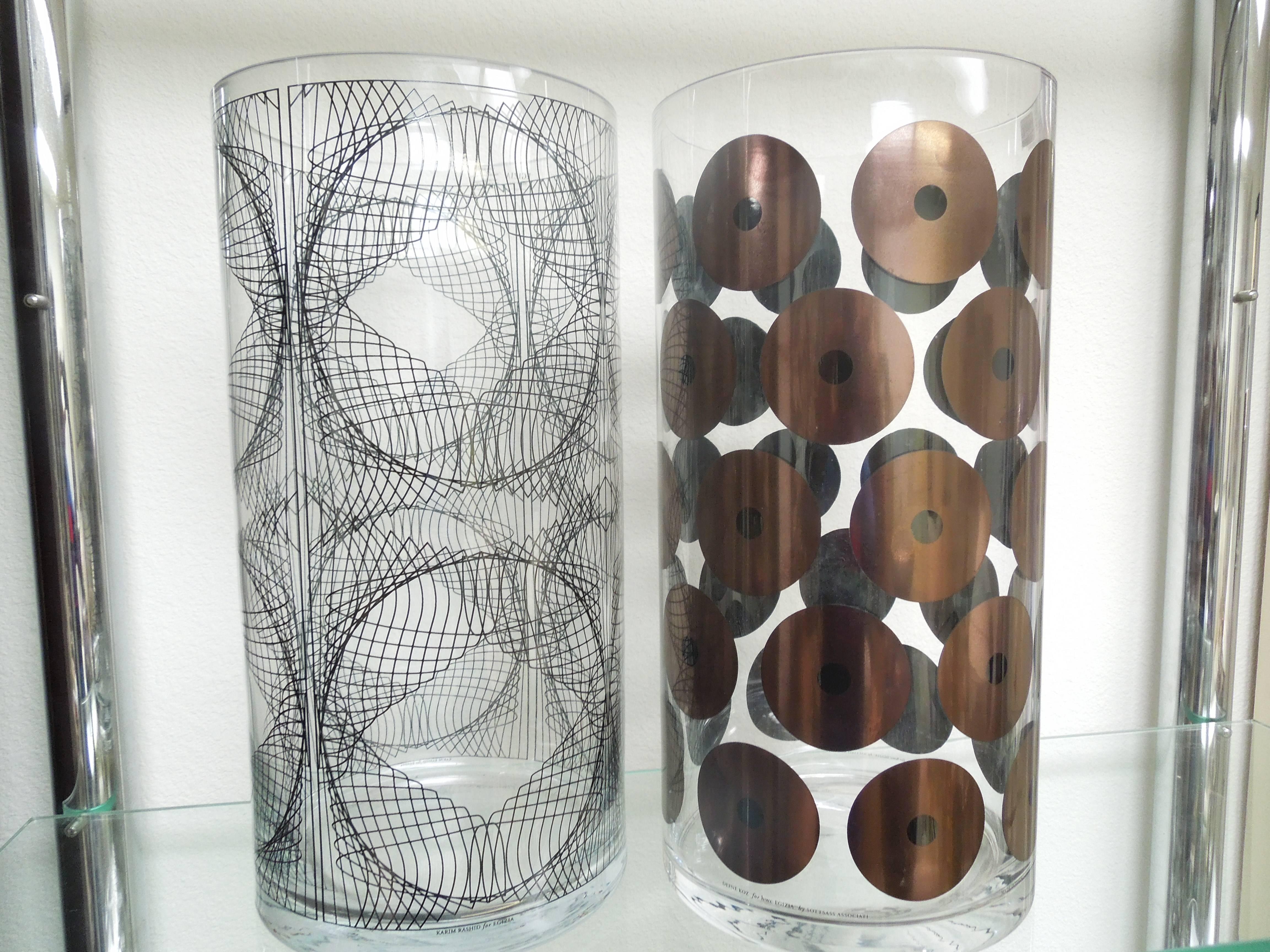 Italian Modern Glass Cylinders by Karim Rashid and Sottsass Assoc for Egizia 1
