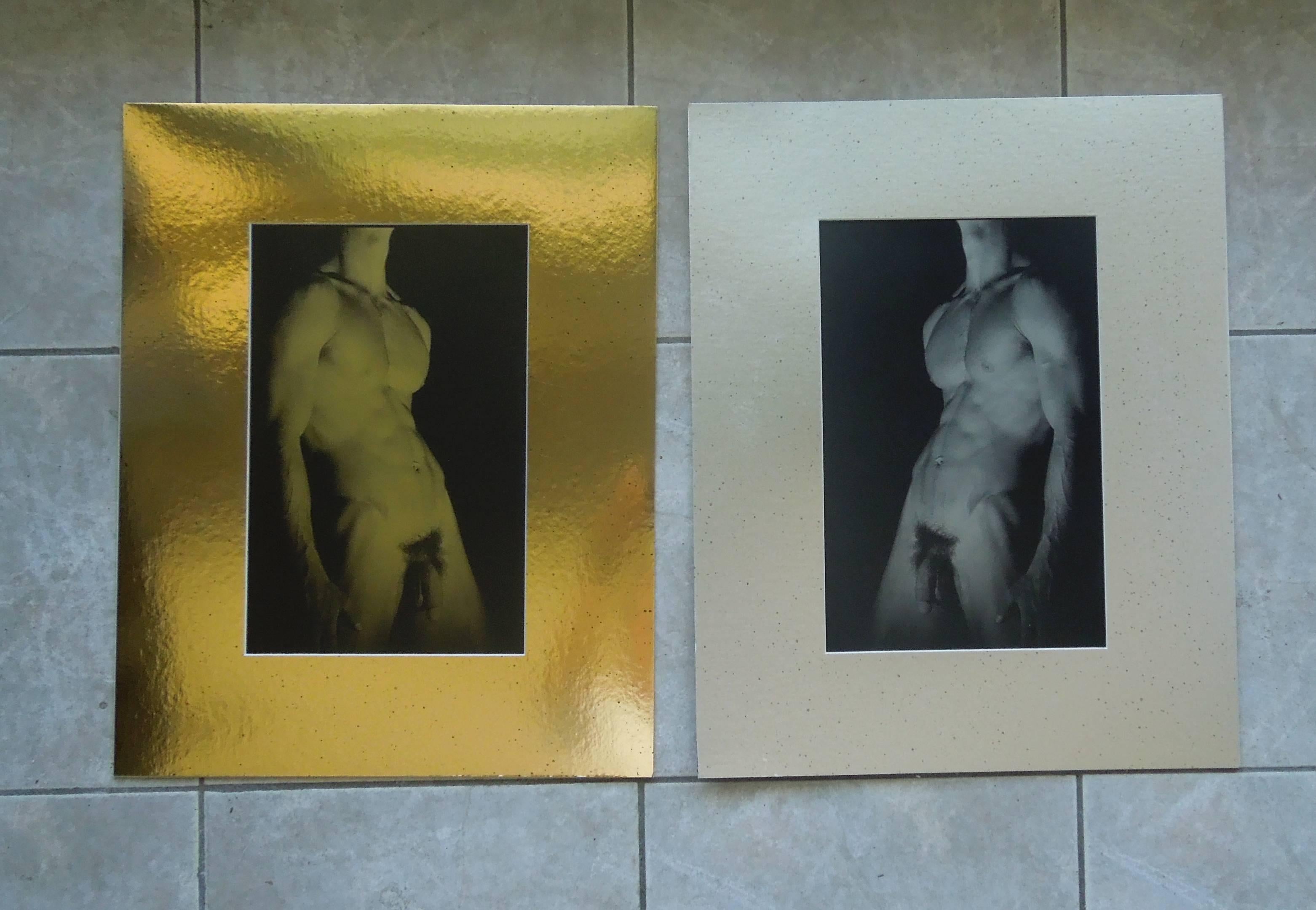 American Pair of Modern 20th Century Gold & Silver Male Nude Original Photographs