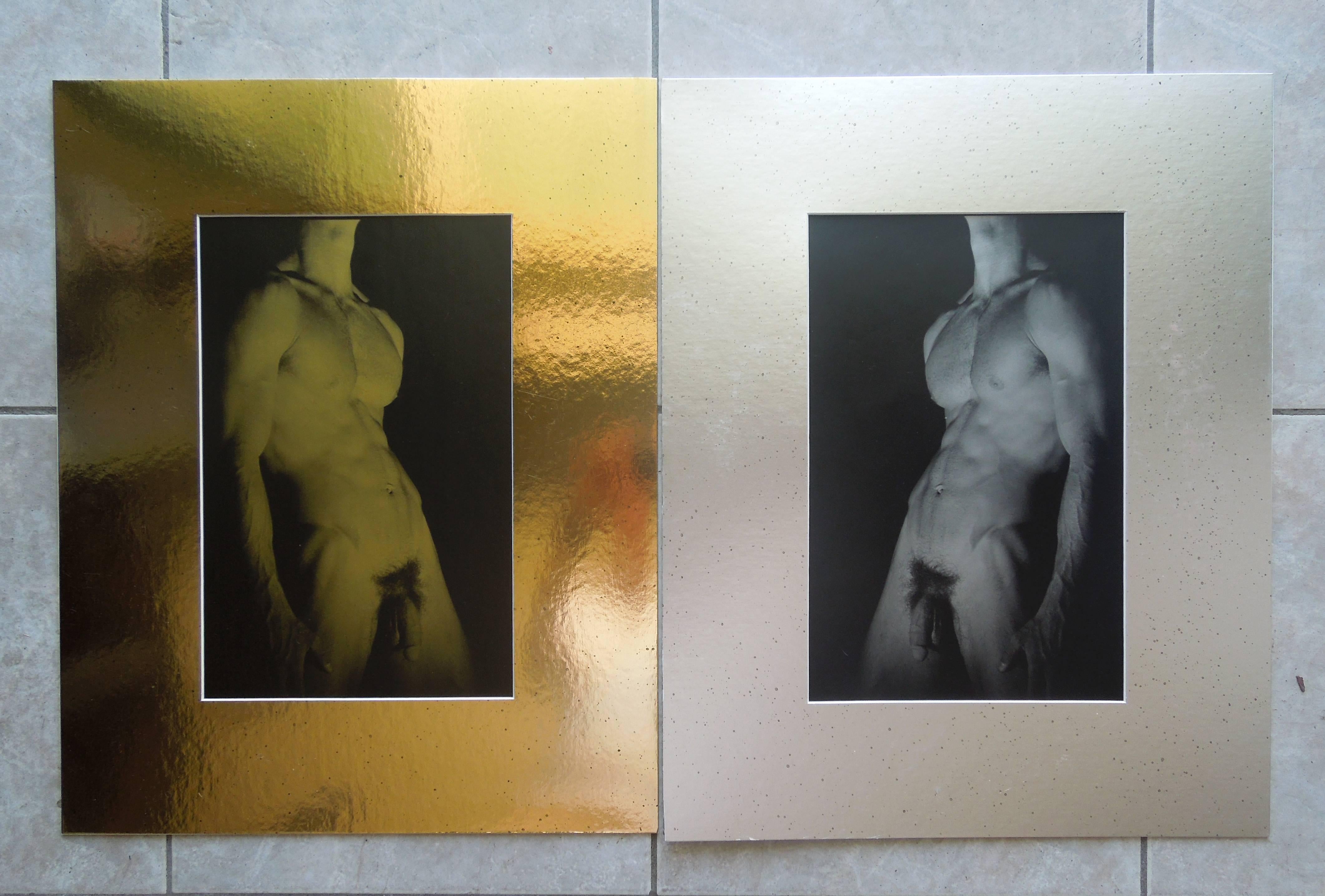 Pair of Modern 20th Century Gold & Silver Male Nude Original Photographs 4