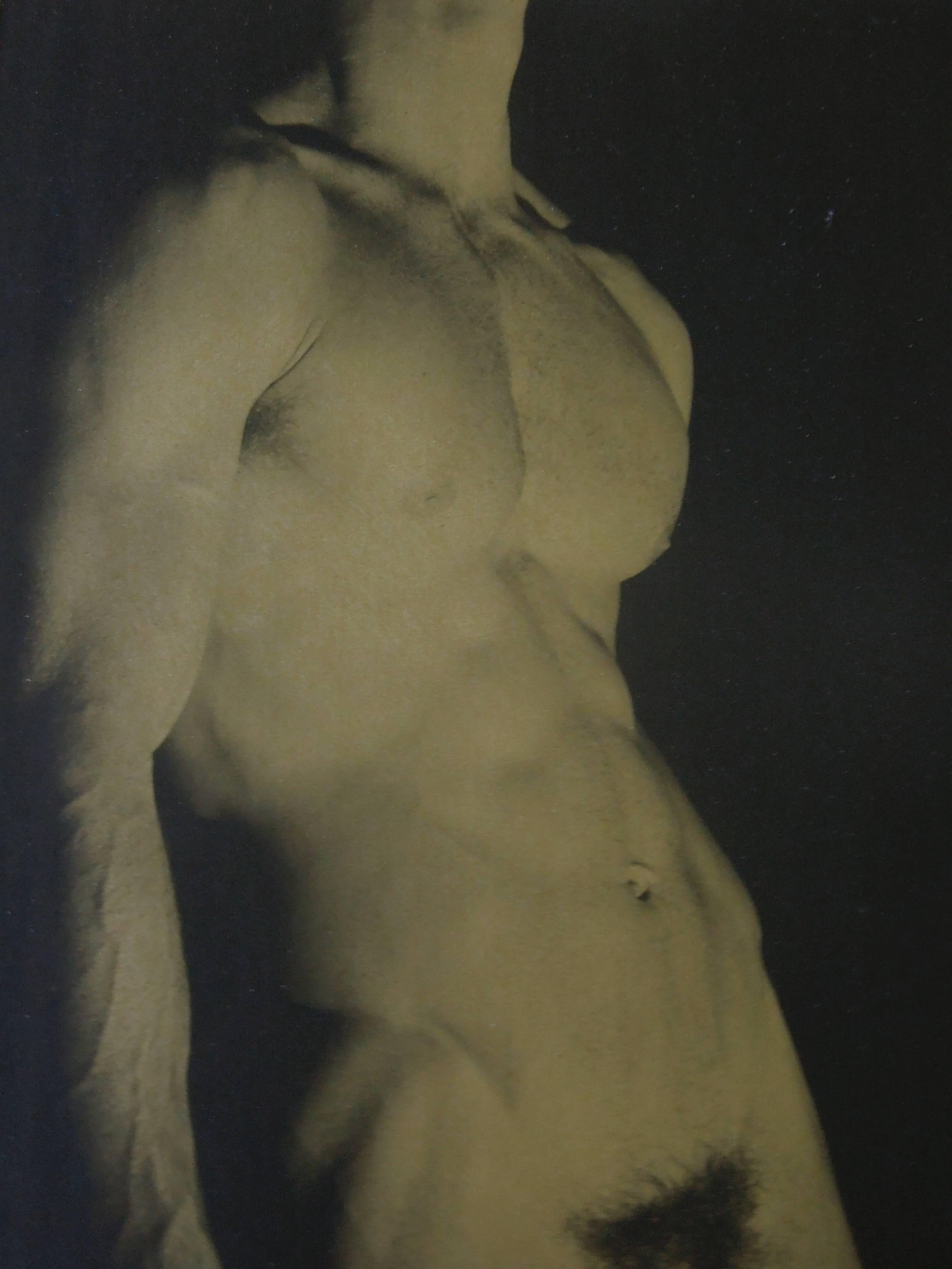 Pair of Modern 20th Century Gold & Silver Male Nude Original Photographs In Excellent Condition In Palm Springs, CA