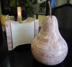 Rare Pair of Maitland Smith Rose Marble and Brass Trinket Boxes