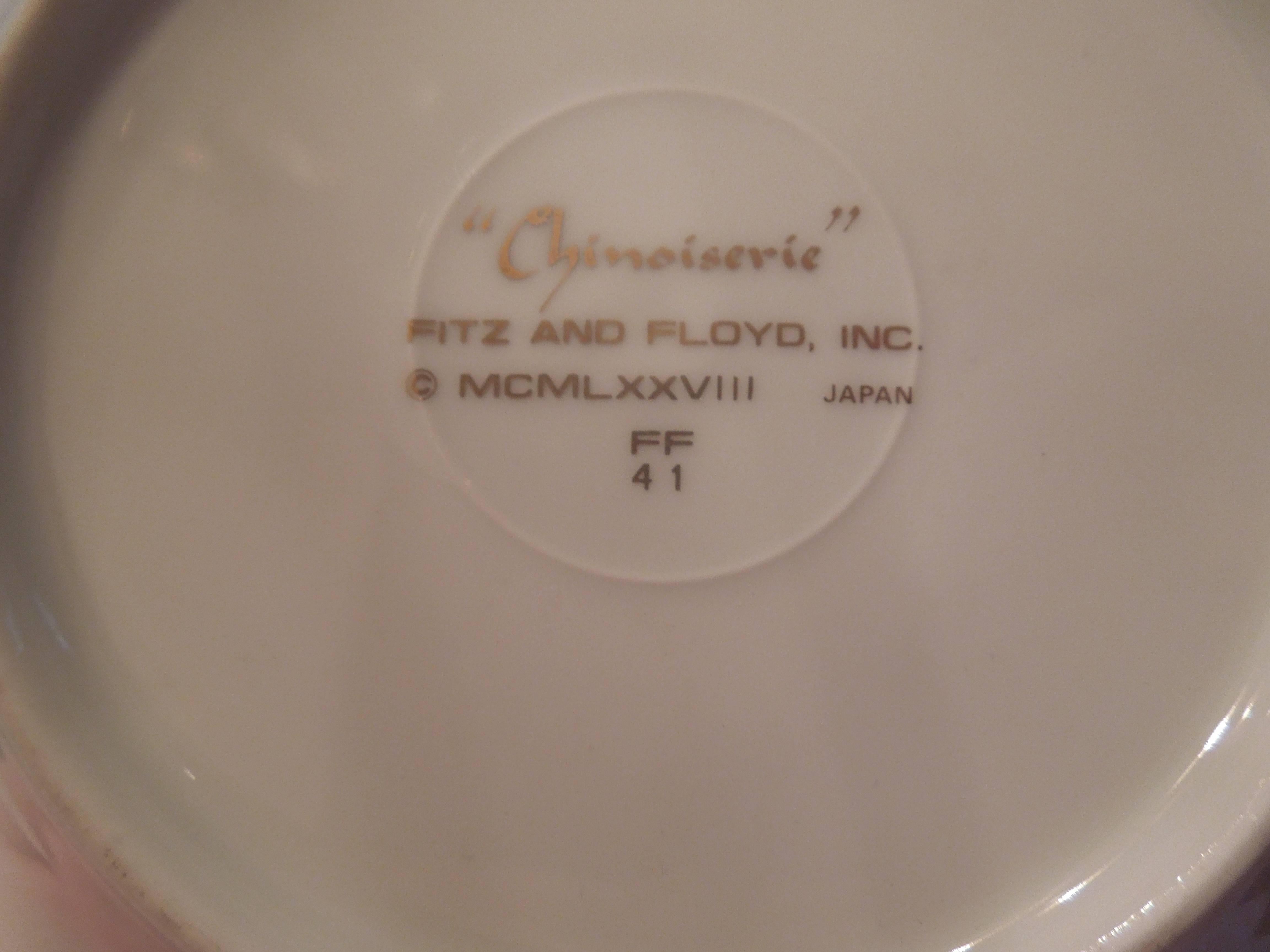 Japanese Fitz and Floyd 1978 Large Rare 106 Piece Set of Chinoiserie China