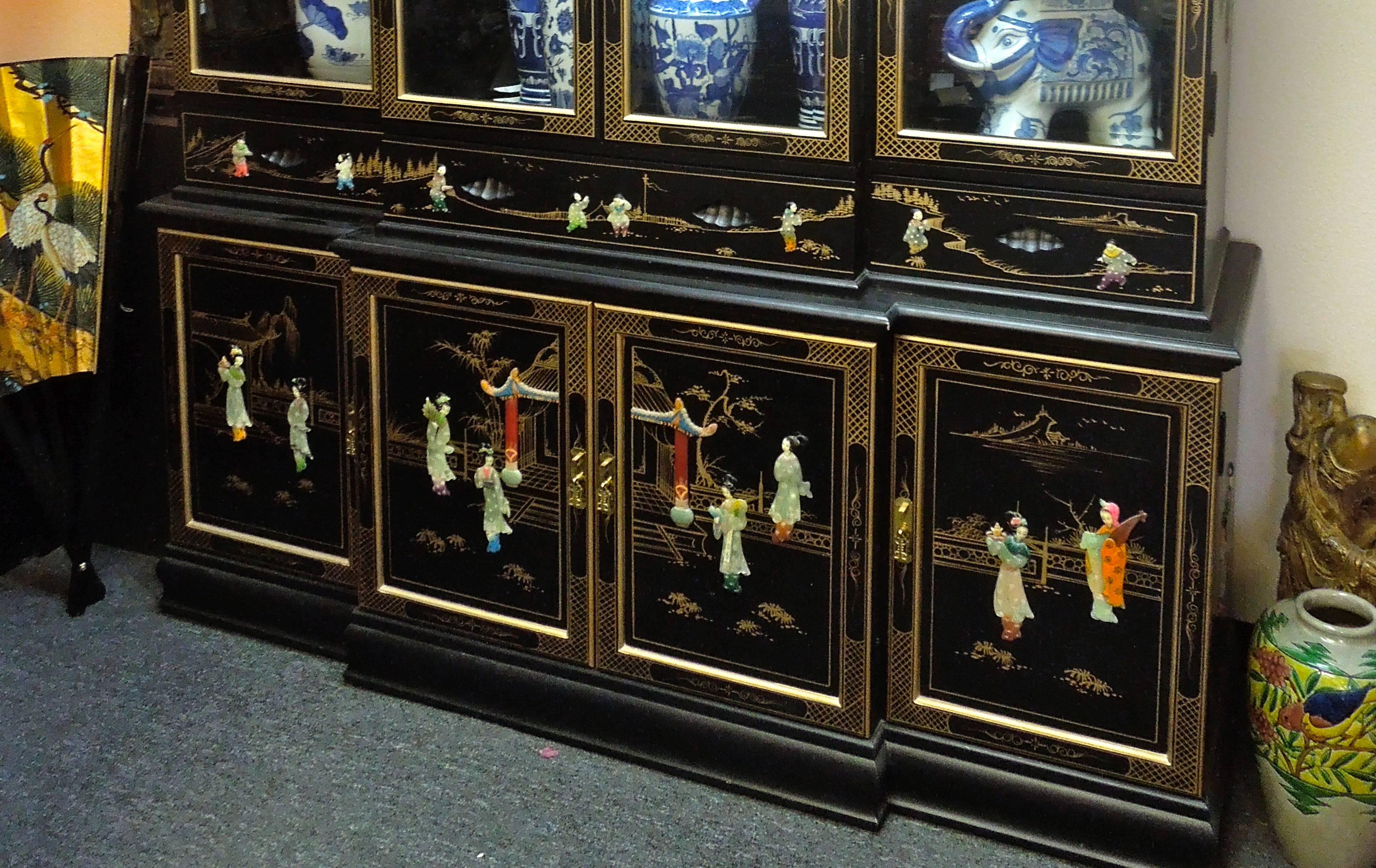 Very Chic 20th Century Chinoiserie Pagoda Glass Front Cabinet 4