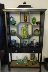 Modern Version Dorothy Draper Style Chinoiserie Curio Cabinet