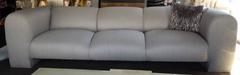 Pair Luxe Modern Silver Linen Metallic Sofas Palm Spings Designer Estate