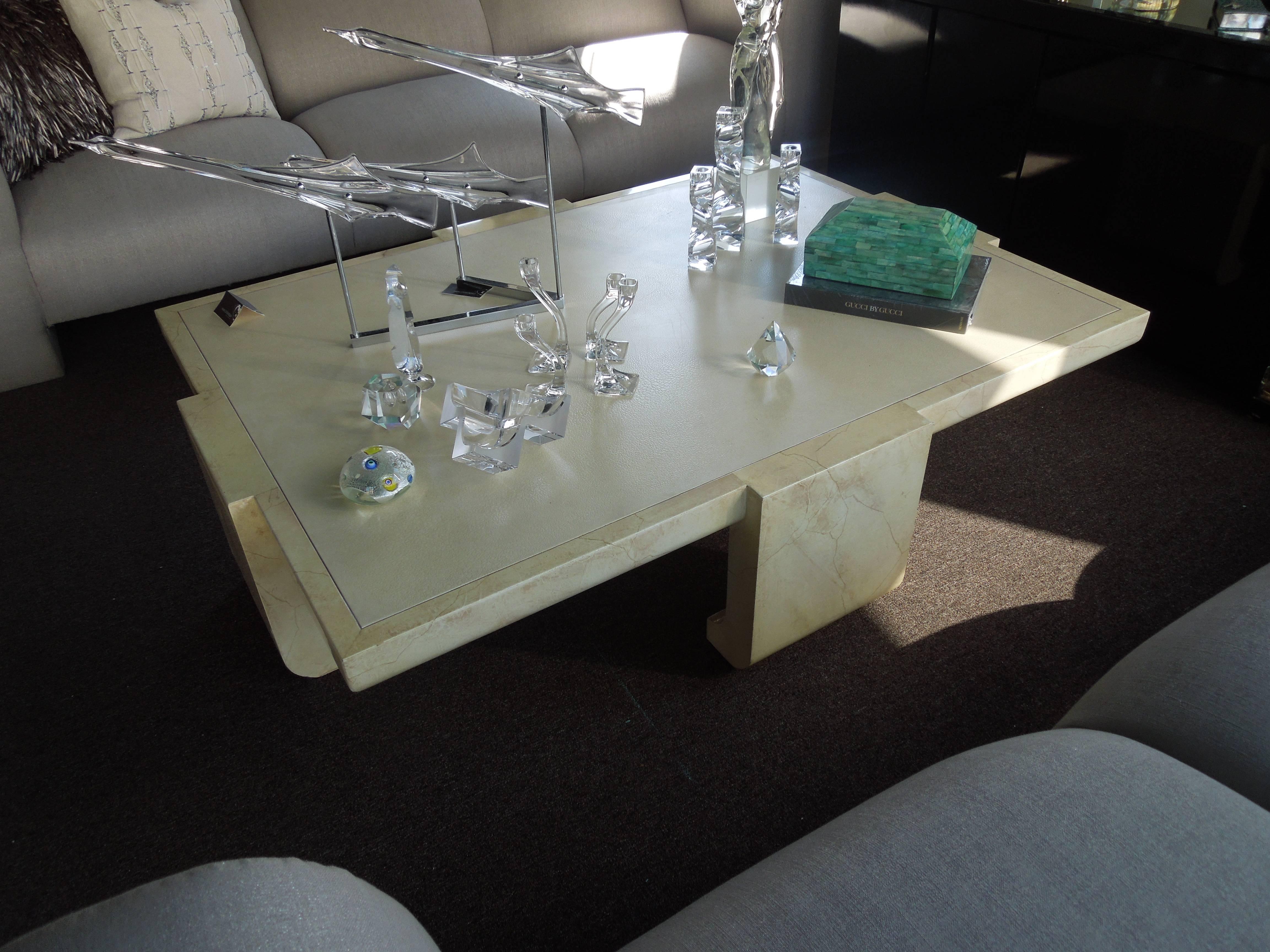 American 1980s Alessandro for Baker Modern Lacquer and Faux Skin Coffee Table