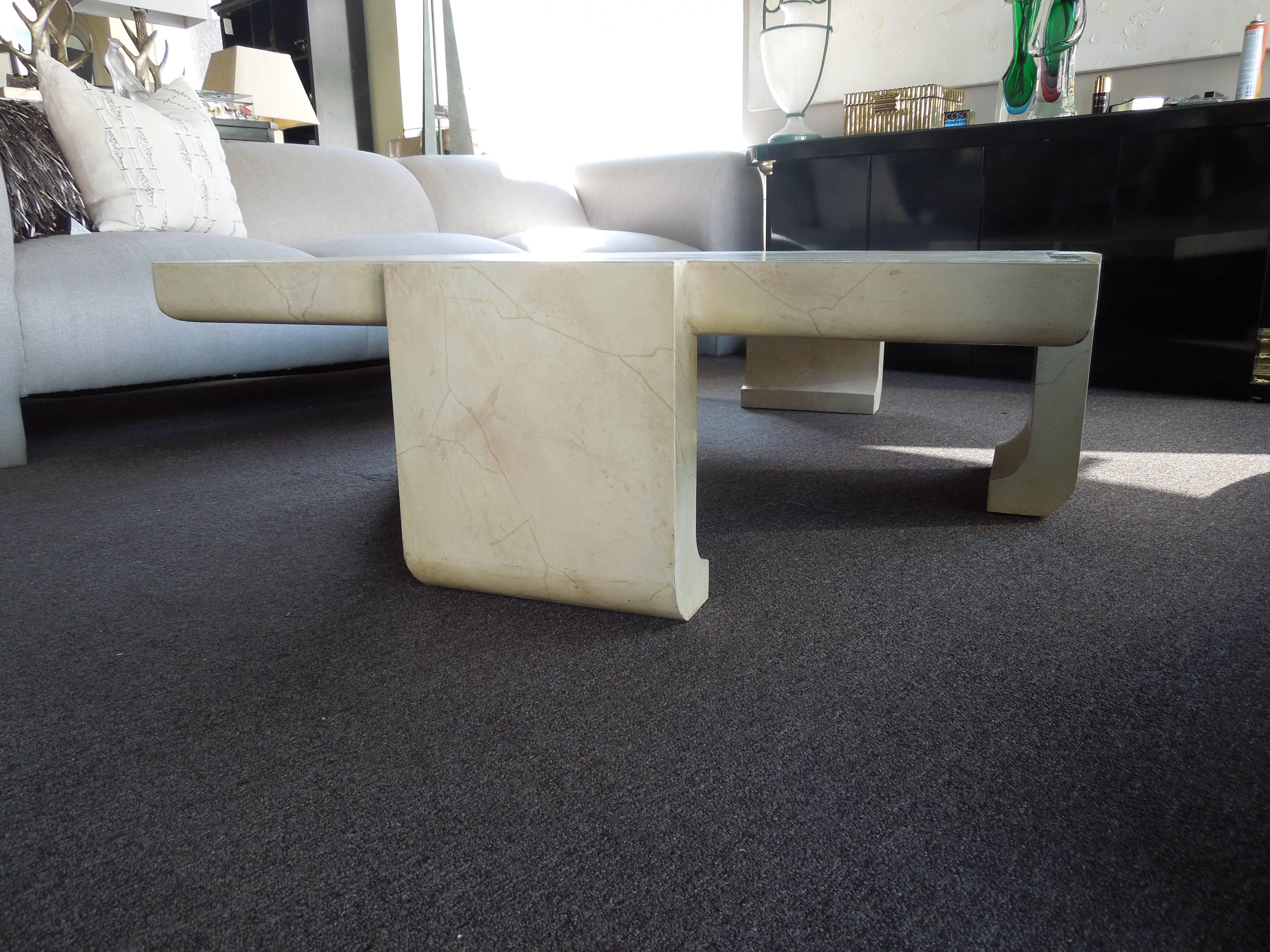 1980s Alessandro for Baker Modern Lacquer and Faux Skin Coffee Table In Good Condition In Palm Springs, CA
