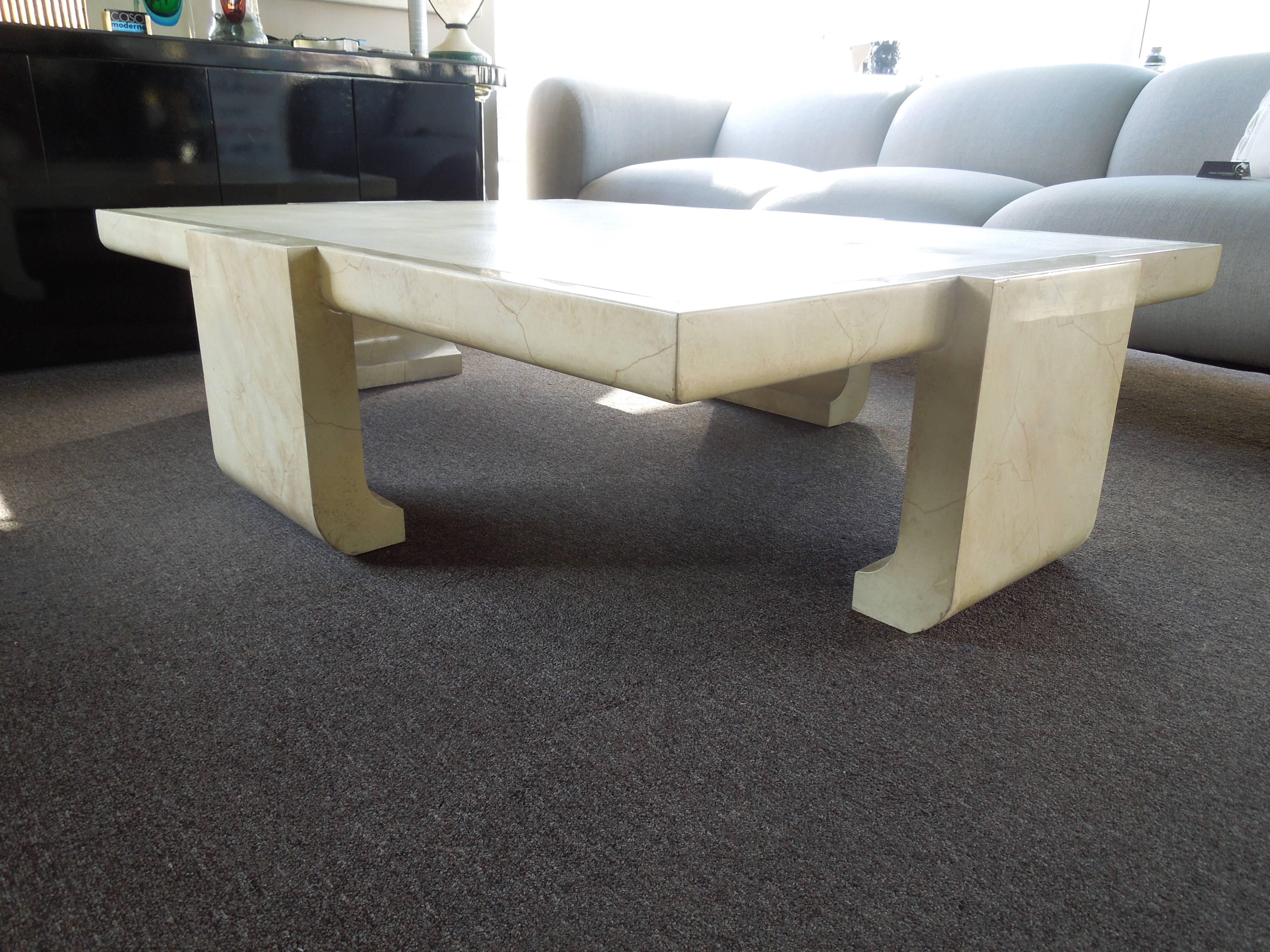 Late 20th Century 1980s Alessandro for Baker Modern Lacquer and Faux Skin Coffee Table