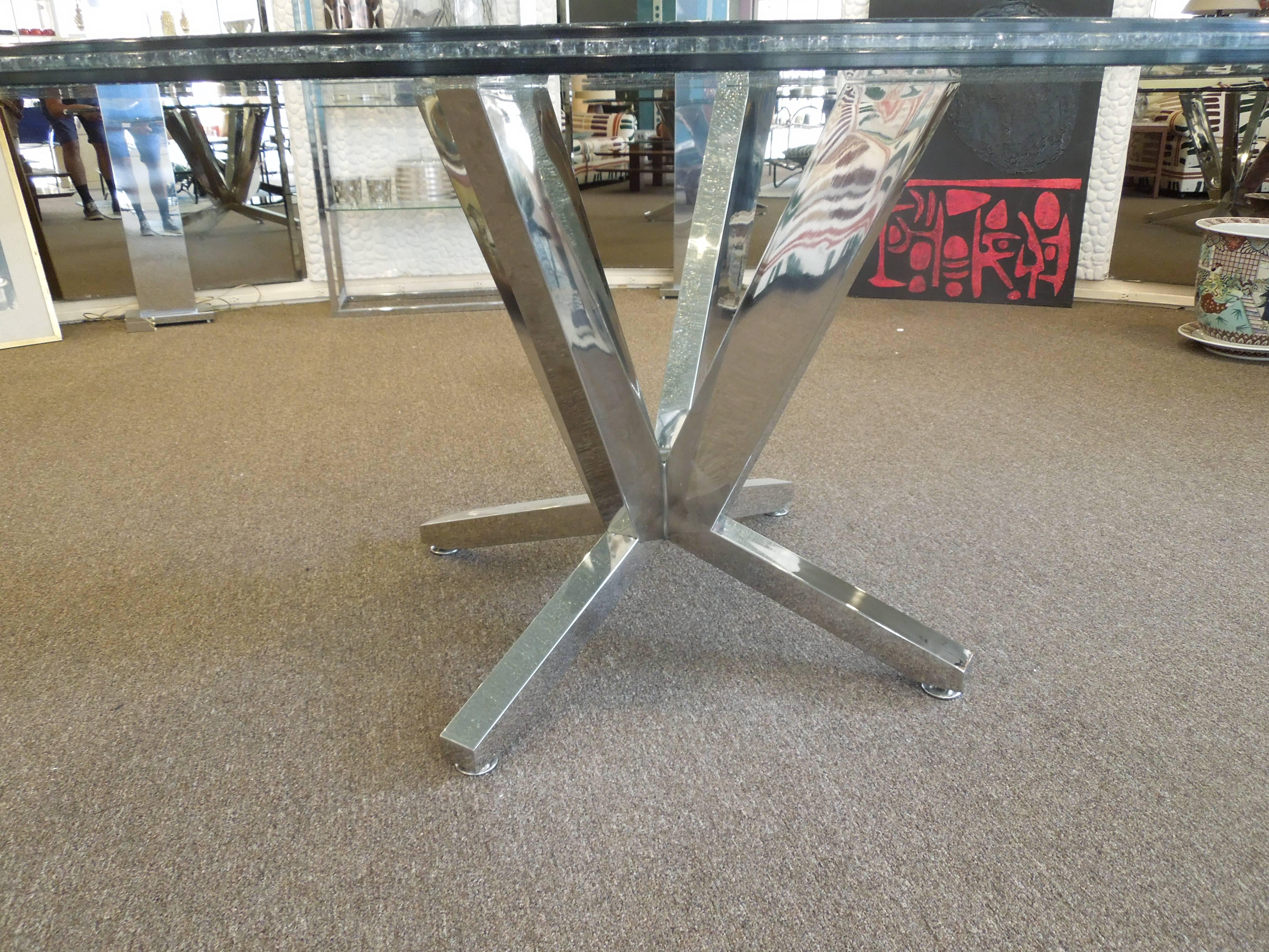round crackle glass dining table