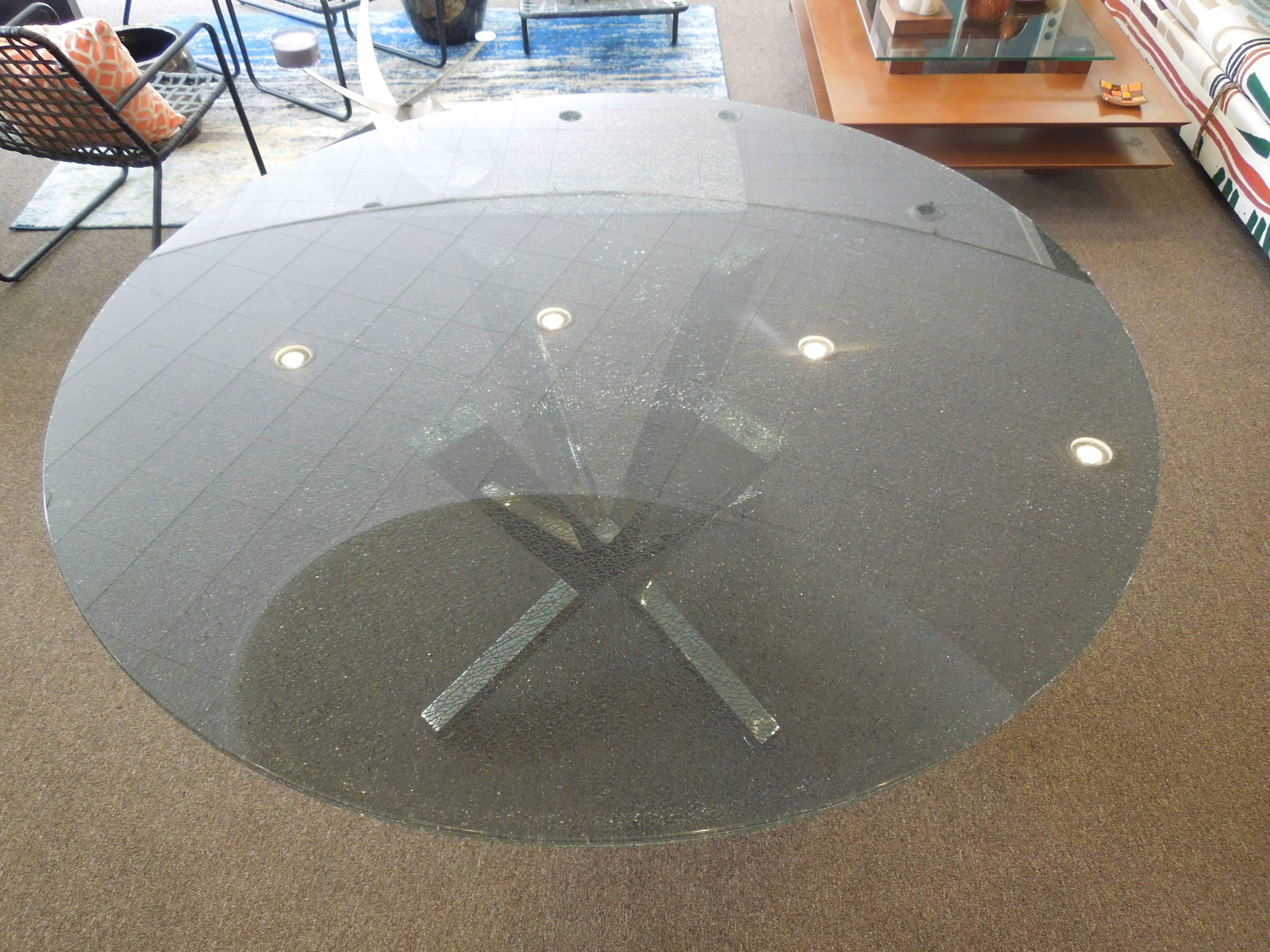crackled glass dining table