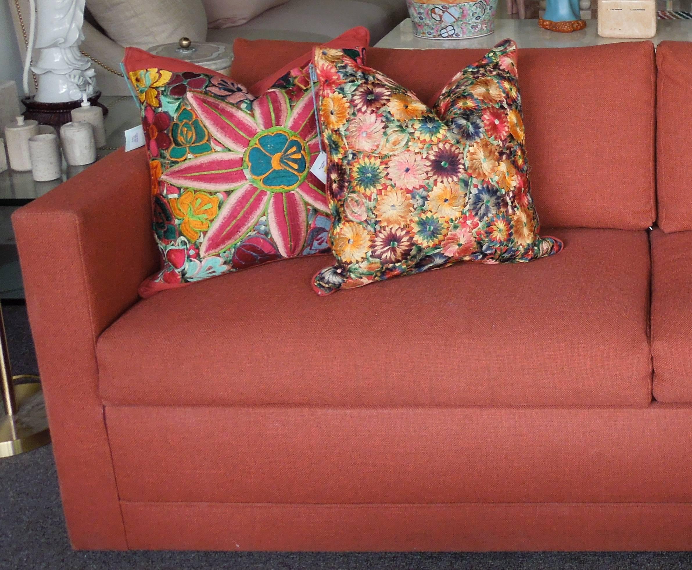 American 1970s Architectural Modern Rust Color Tweed Sofa Bed