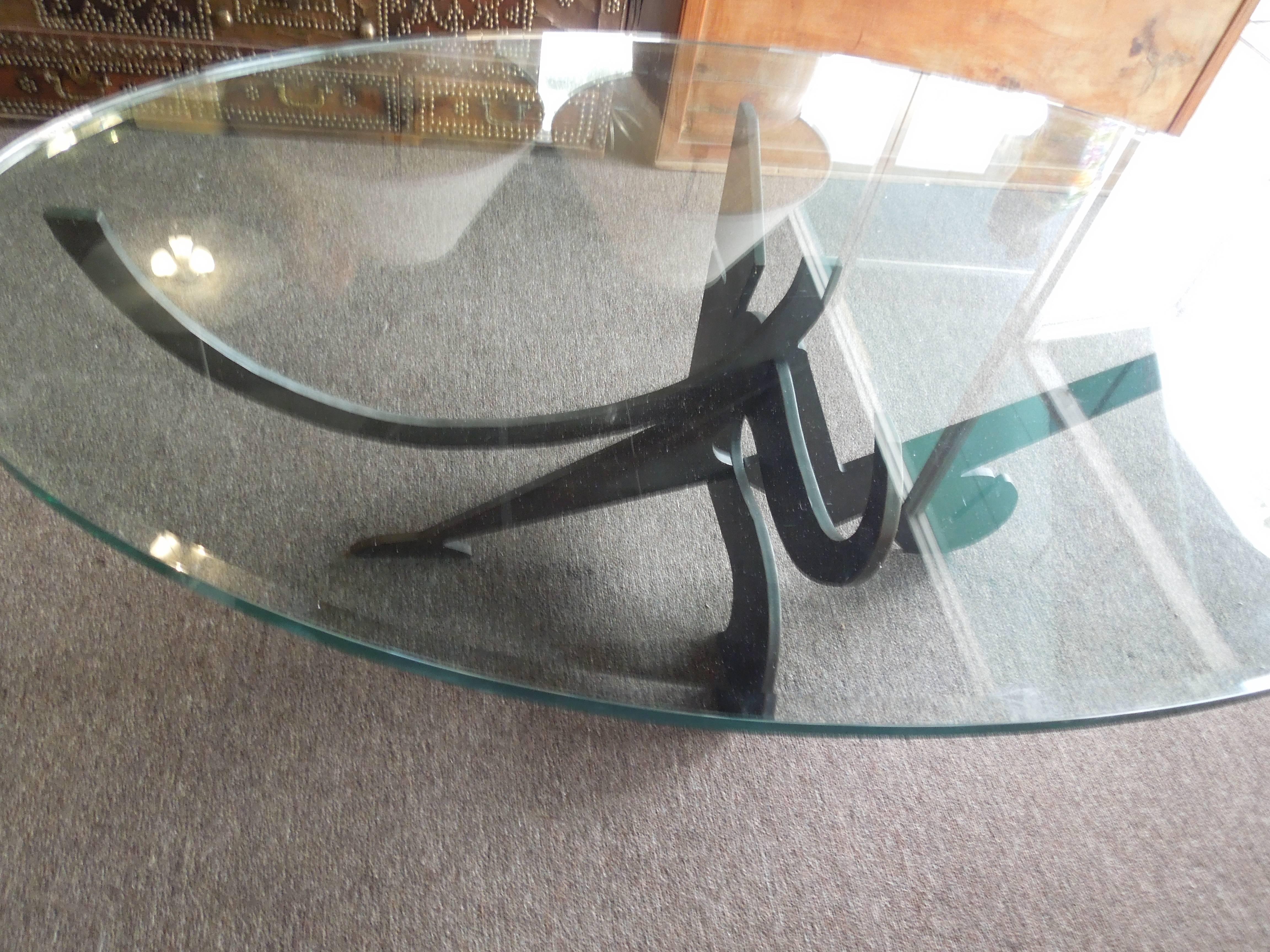 Spectacular Pucci De Rossi Sculptural Brutalist Metal and Glass Coffee Table 1