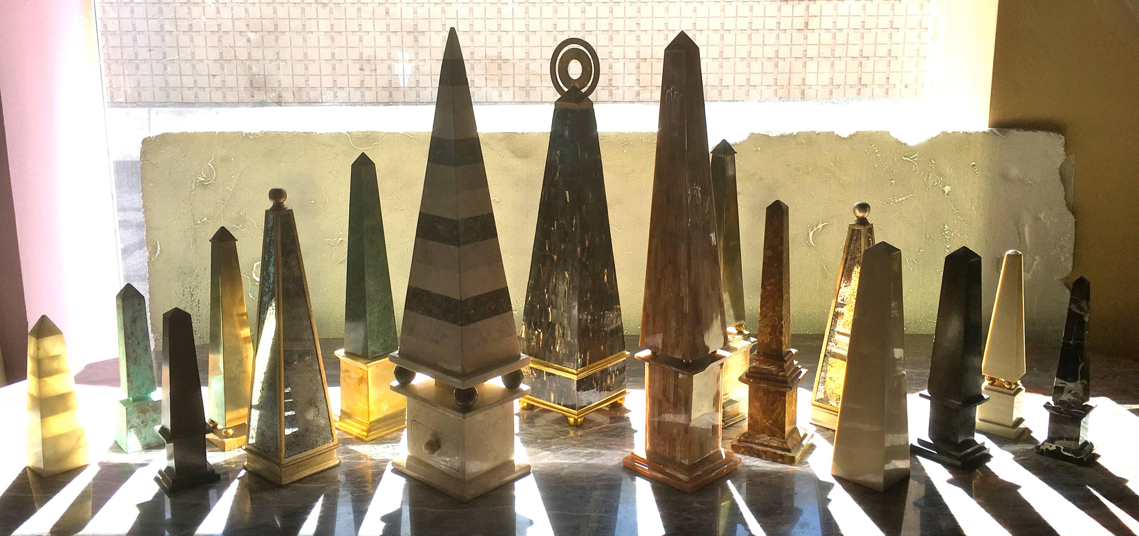 16-Piece Collection of Rare and Unique Obelisks in Brass, Stone, Mirror, Marble 2