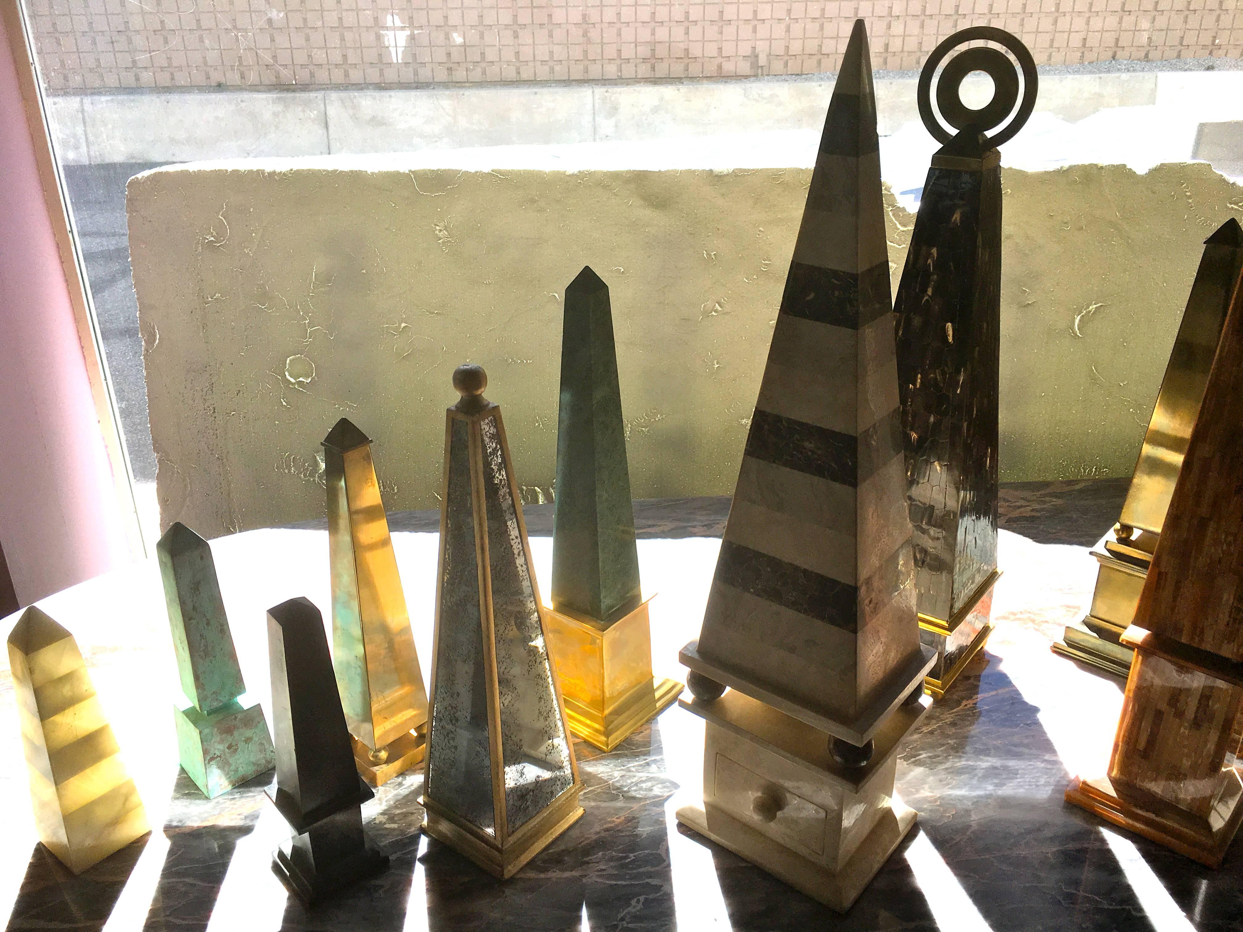 16-Piece Collection of Rare and Unique Obelisks in Brass, Stone, Mirror, Marble 1