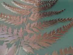 Large Rosenthal Modern Aqua Glass Platter with Silver Fern Design