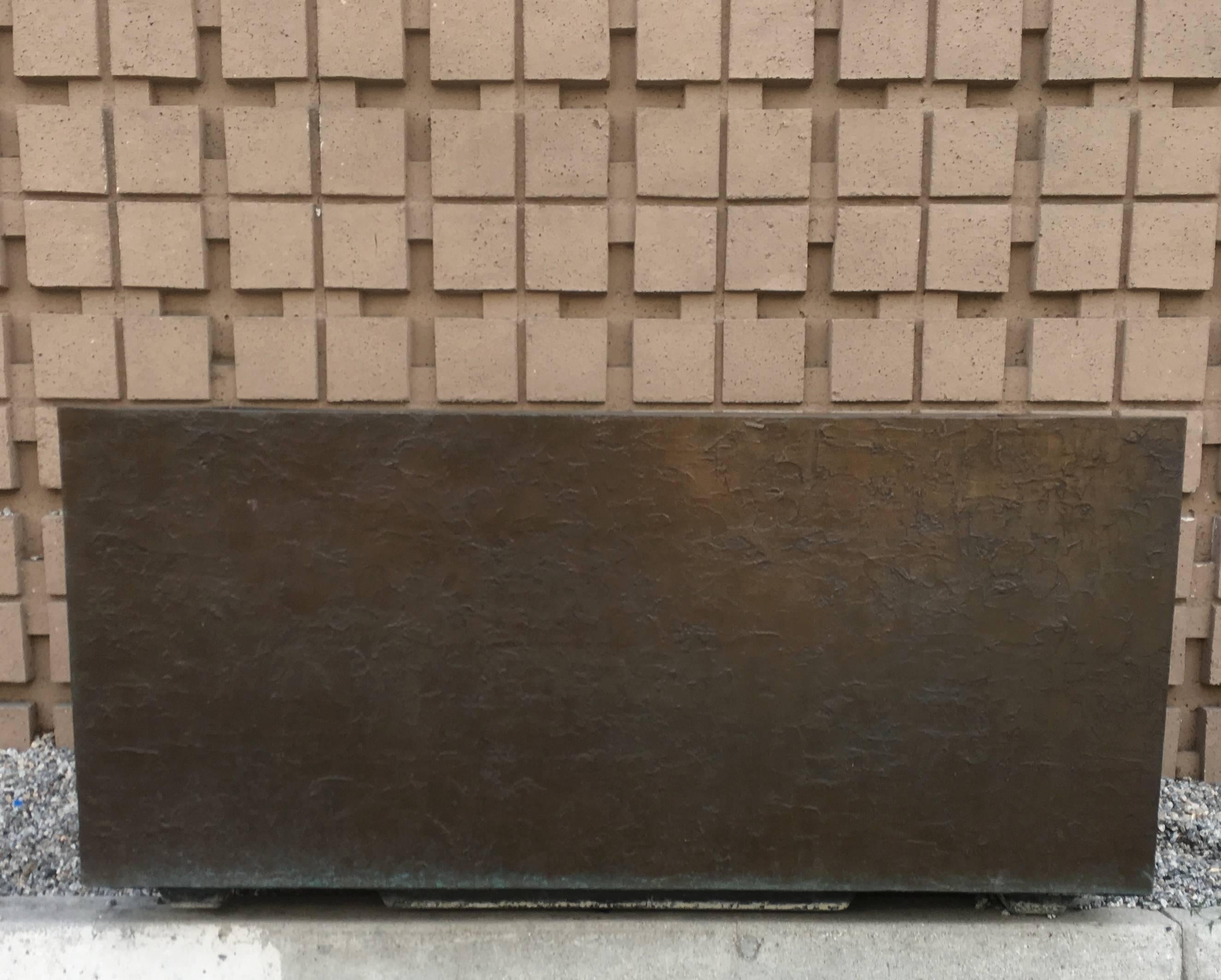 Brutalist Pair of Large Rectangular Bronze Planters by Forms and Surfaces, 1970s