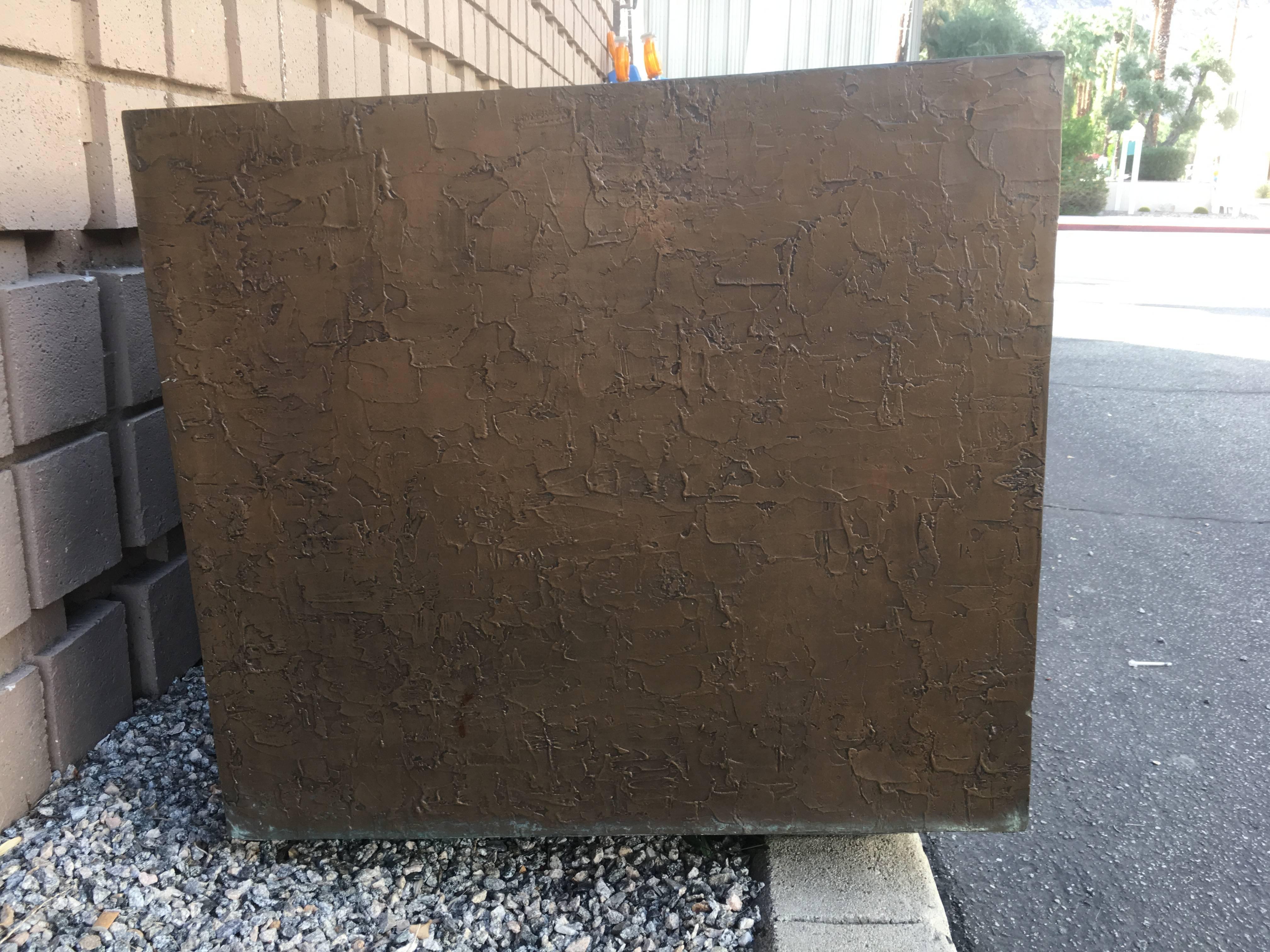 Hand-Crafted Pair of Large Rectangular Bronze Planters by Forms and Surfaces, 1970s