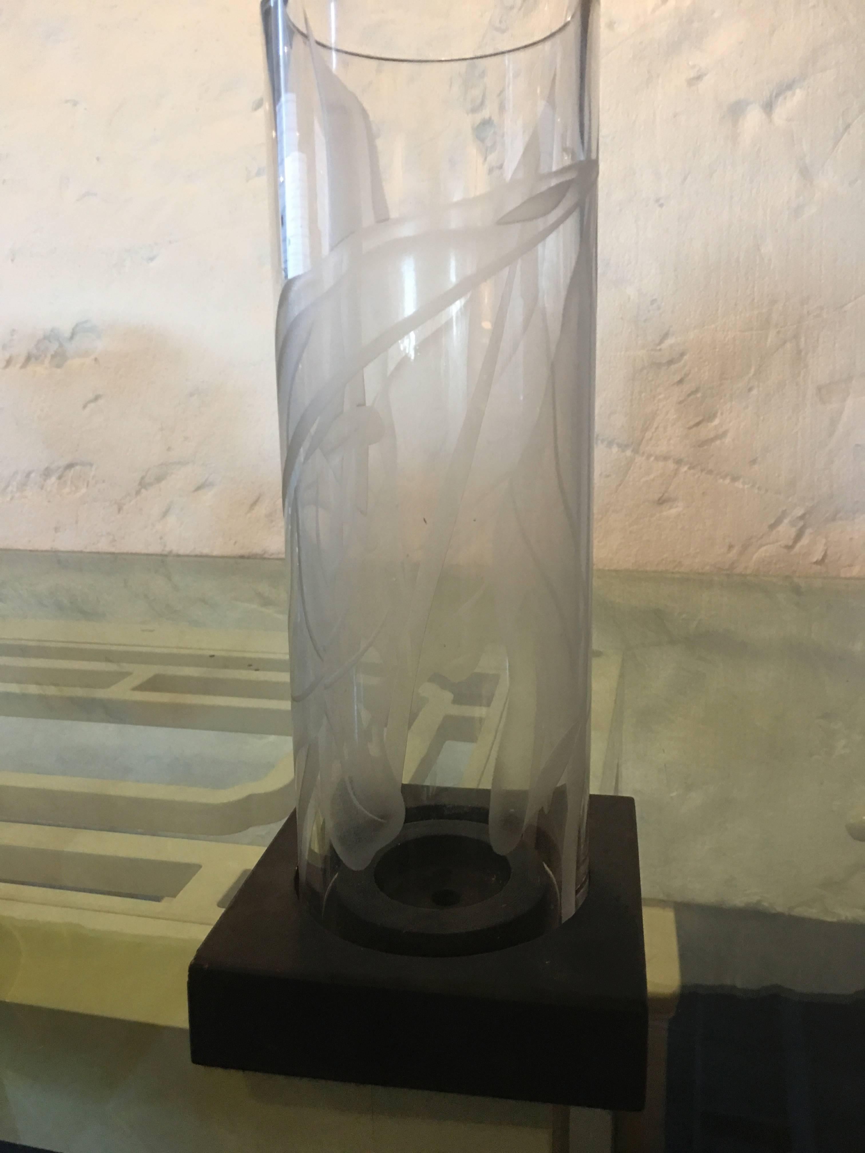 etched glass vases for sale